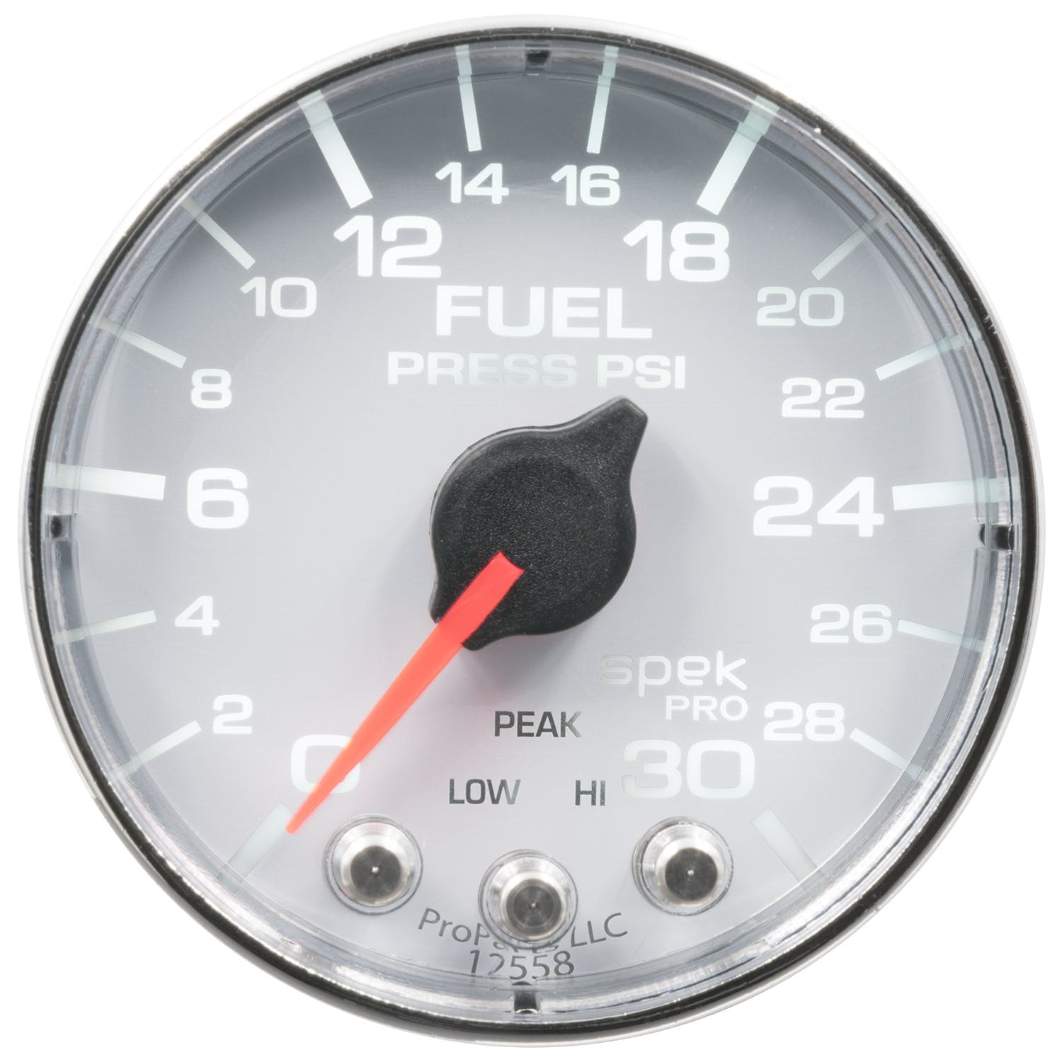 AutoMeter Products P316118 Fuel Press Gauge, 2 1/16, 30PSI, Stepper Motor w/Peak and Warning, White/Chrome
