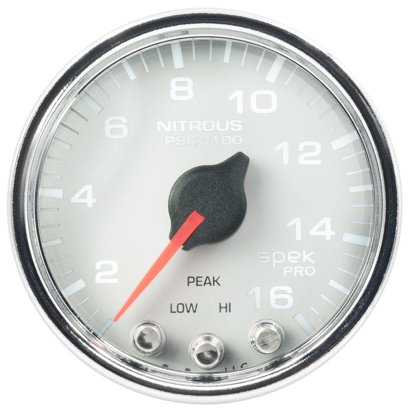 AutoMeter Products P32011 Gauge; Nitrous Press; 2 1/16in.; 1600psi; Stepper Motor w/Peak/Warn; Wht/Chrm; S