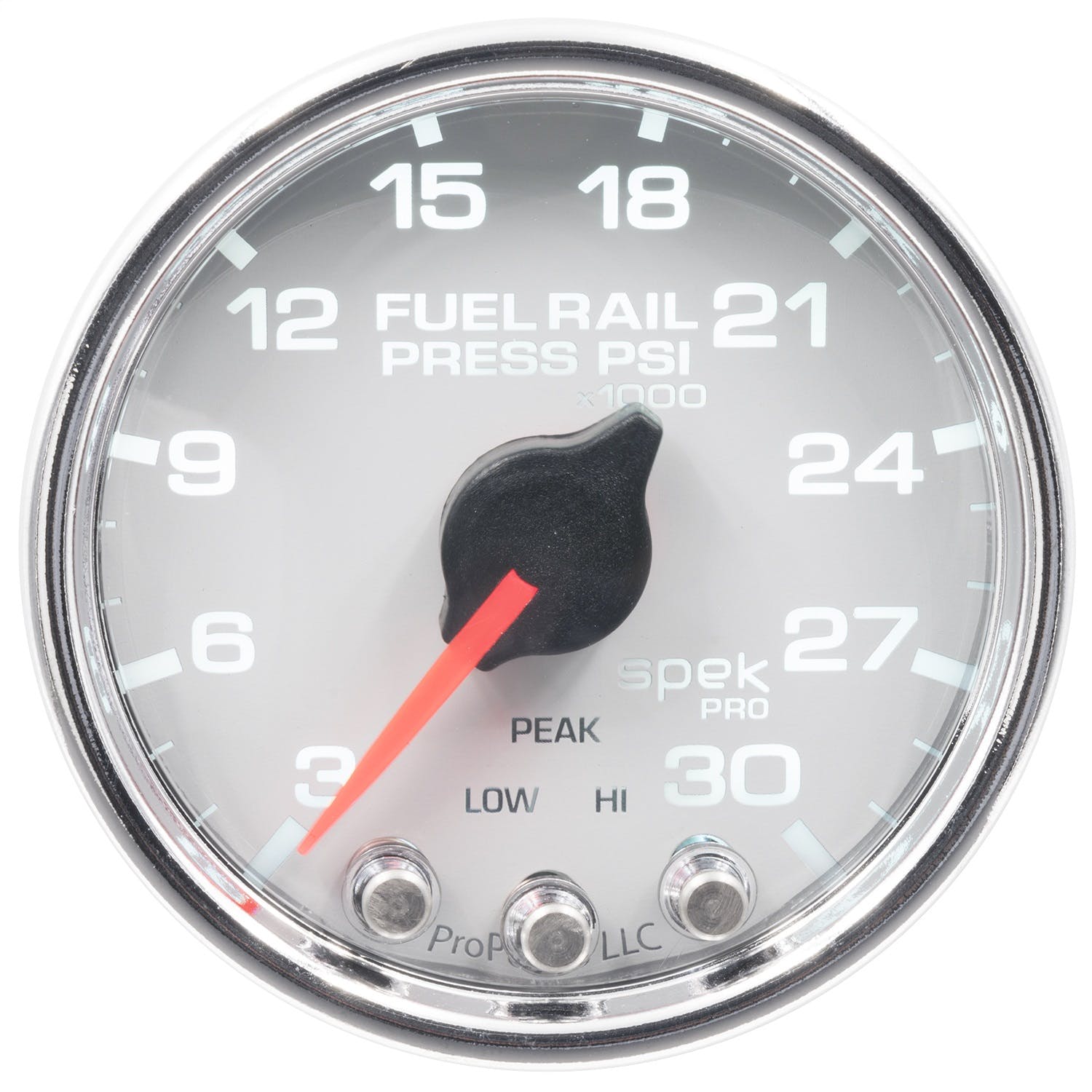 AutoMeter Products P32111 Rail Gauge, 2 1/16, 30KPSI, Stepper Motor w/Peak and Warning, White/Chrome