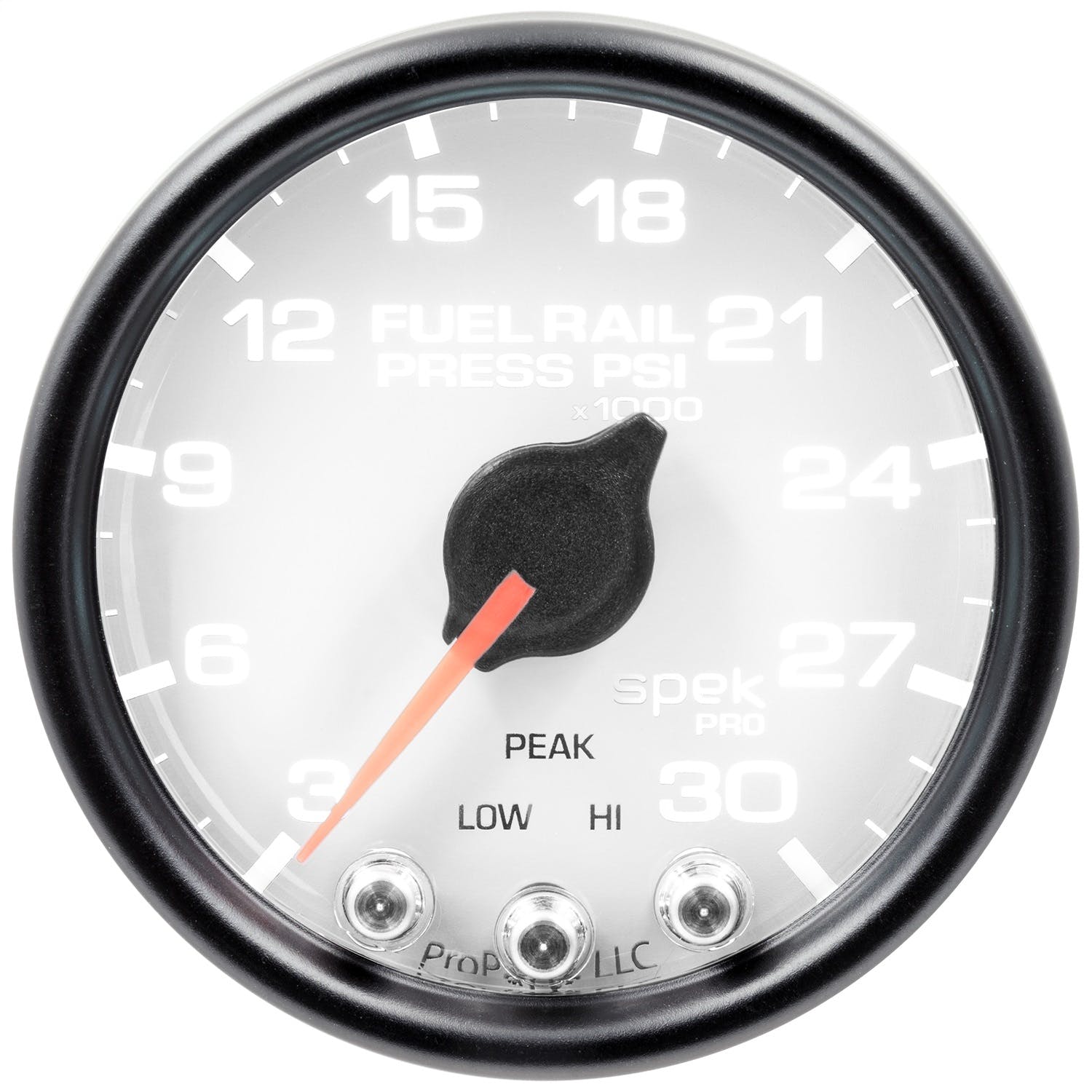 AutoMeter Products P32112 Rail Pressure Gauge 2 1/16, 30KPSI, Stopper Motor White