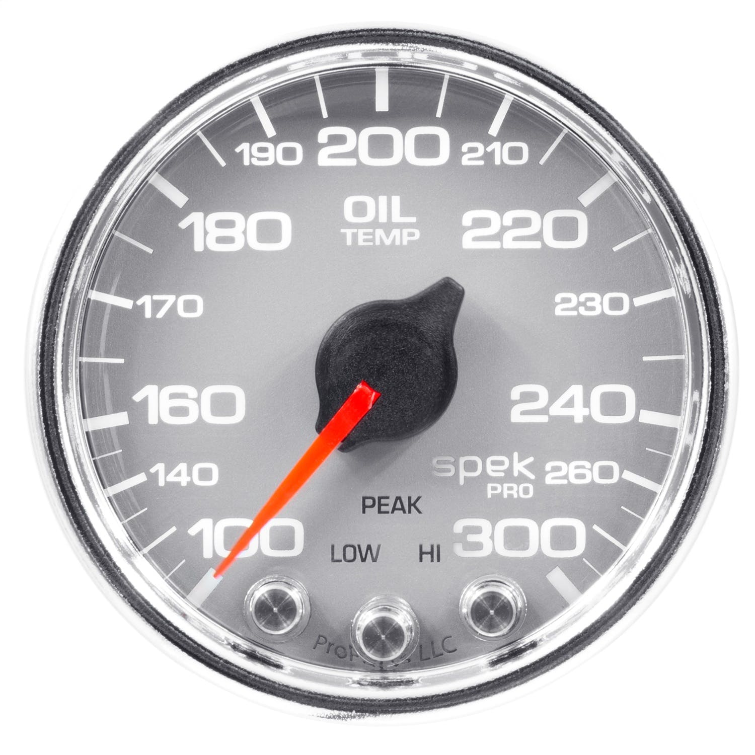 AutoMeter Products P32221 Gauge; Oil Temp; 2 1/16in.; 300° F; Stepper Motor w/Peak/Warn; Slvr/Chrm; Spek