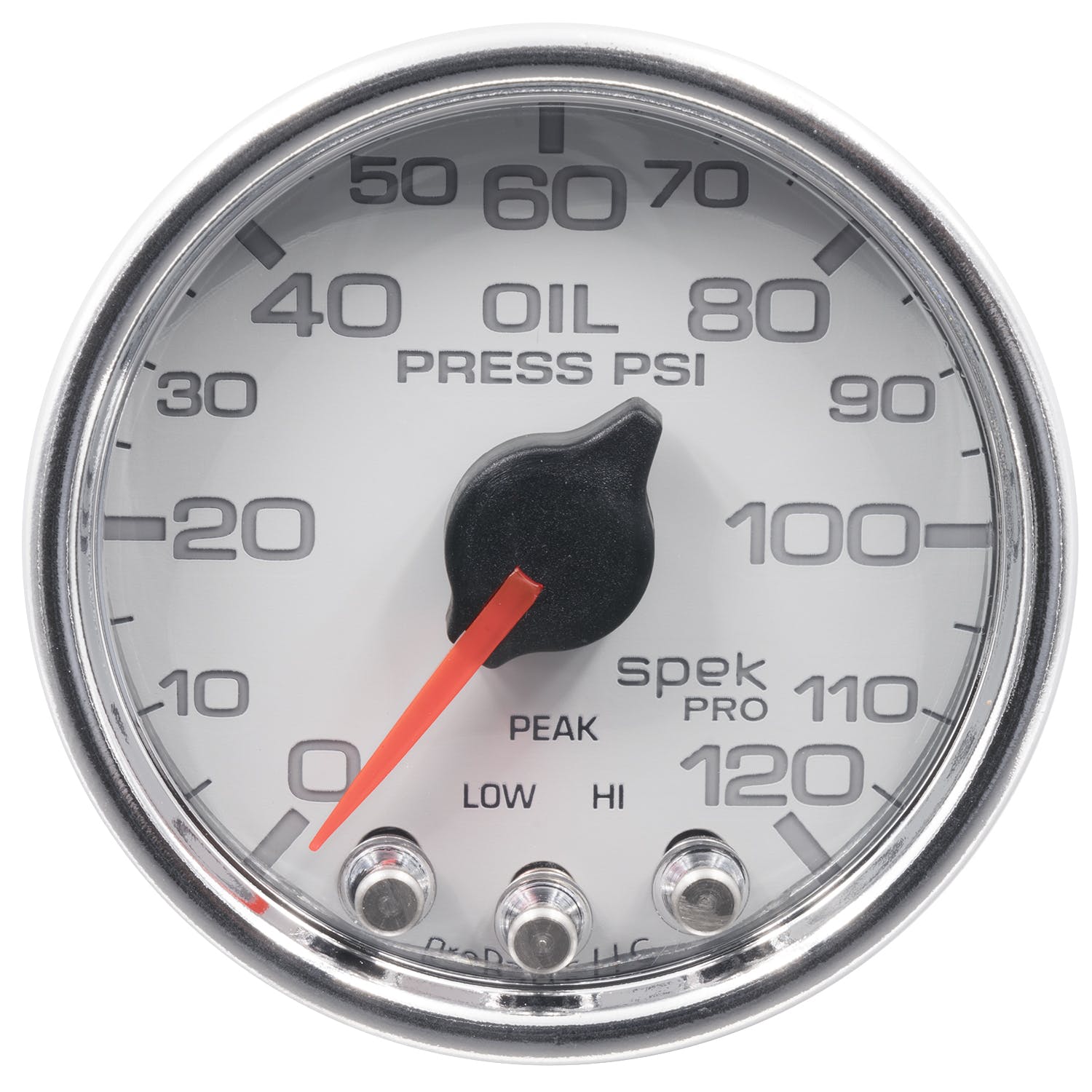 AutoMeter Products P32511 Oil Press Gauge, 2 1/16, 120psi, Stepper Motor w/Peak and Warn, White/Chrome