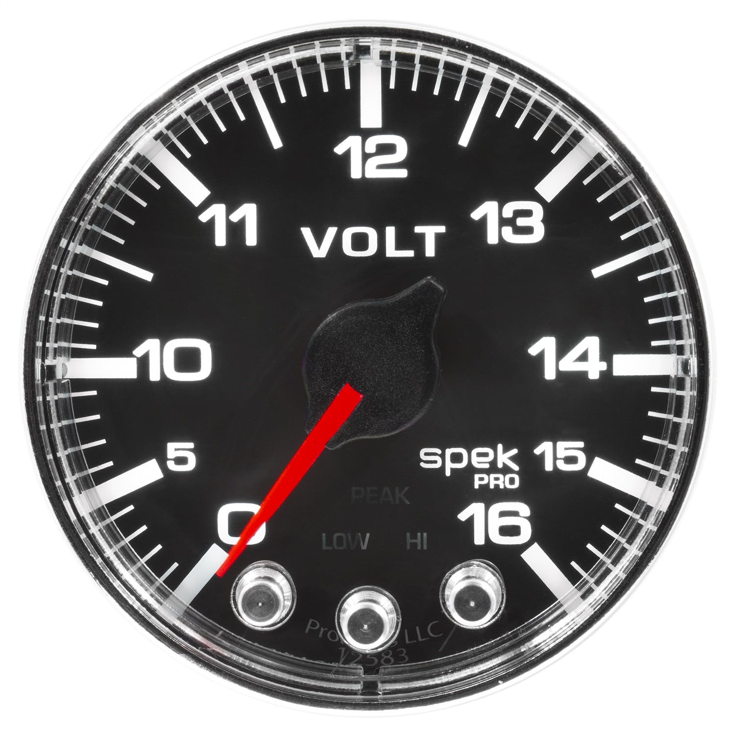 AutoMeter Products P344318 Volt; 2in.; 16V; Stepper Motor w/Peak/Warn; Blk/Chrm; Spek