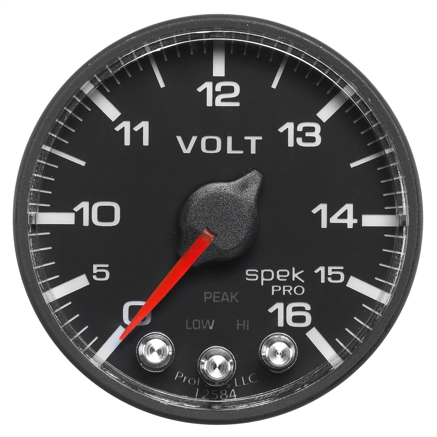 AutoMeter Products P344328 Volt; 2in.; 16V; Stepper Motor w/Peak/Warn; Blk/Blk; Spek
