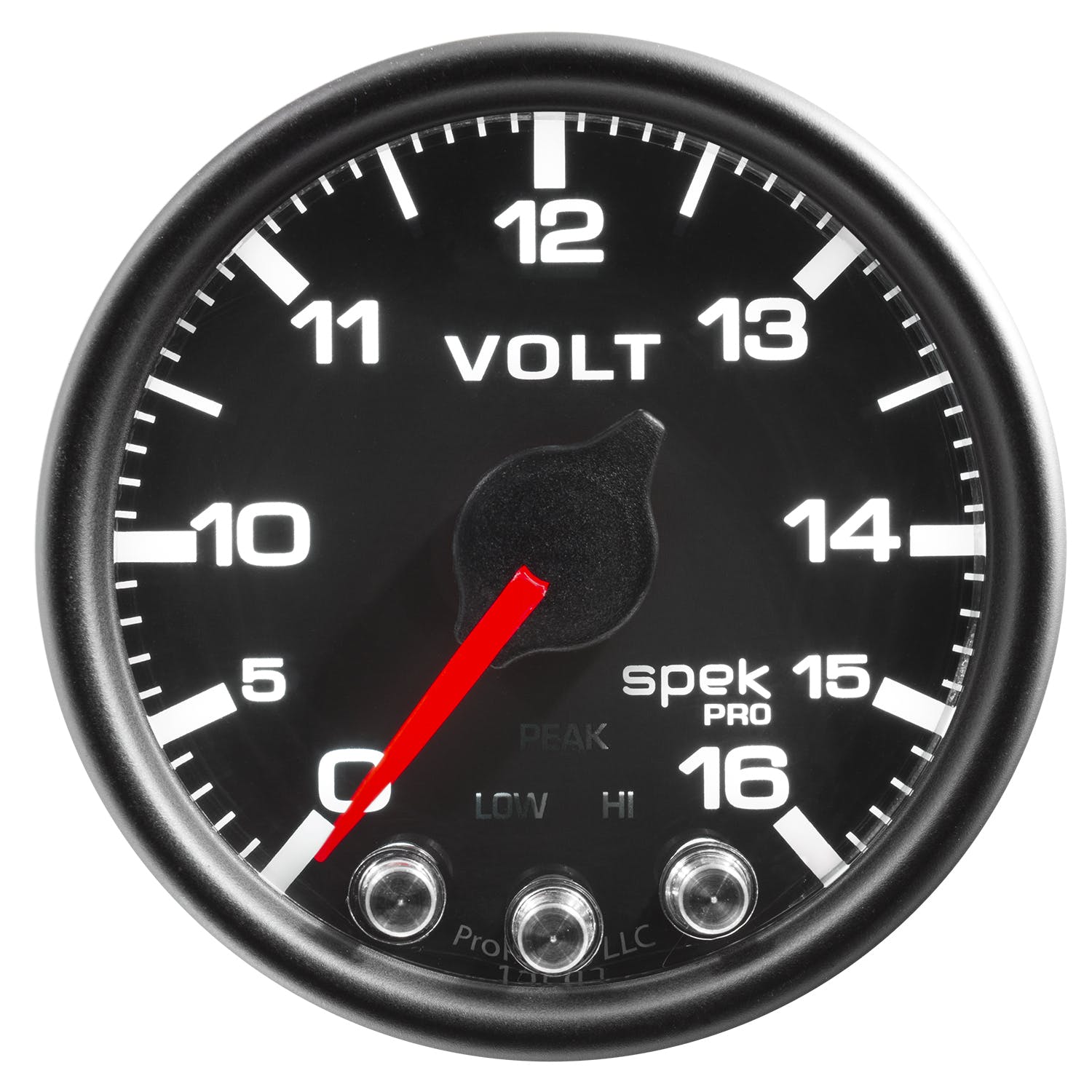 AutoMeter Products P34432 Volt; 2in.; 16V; Stepper Motor w/Peak/Warn; Blk/Blk; Spek