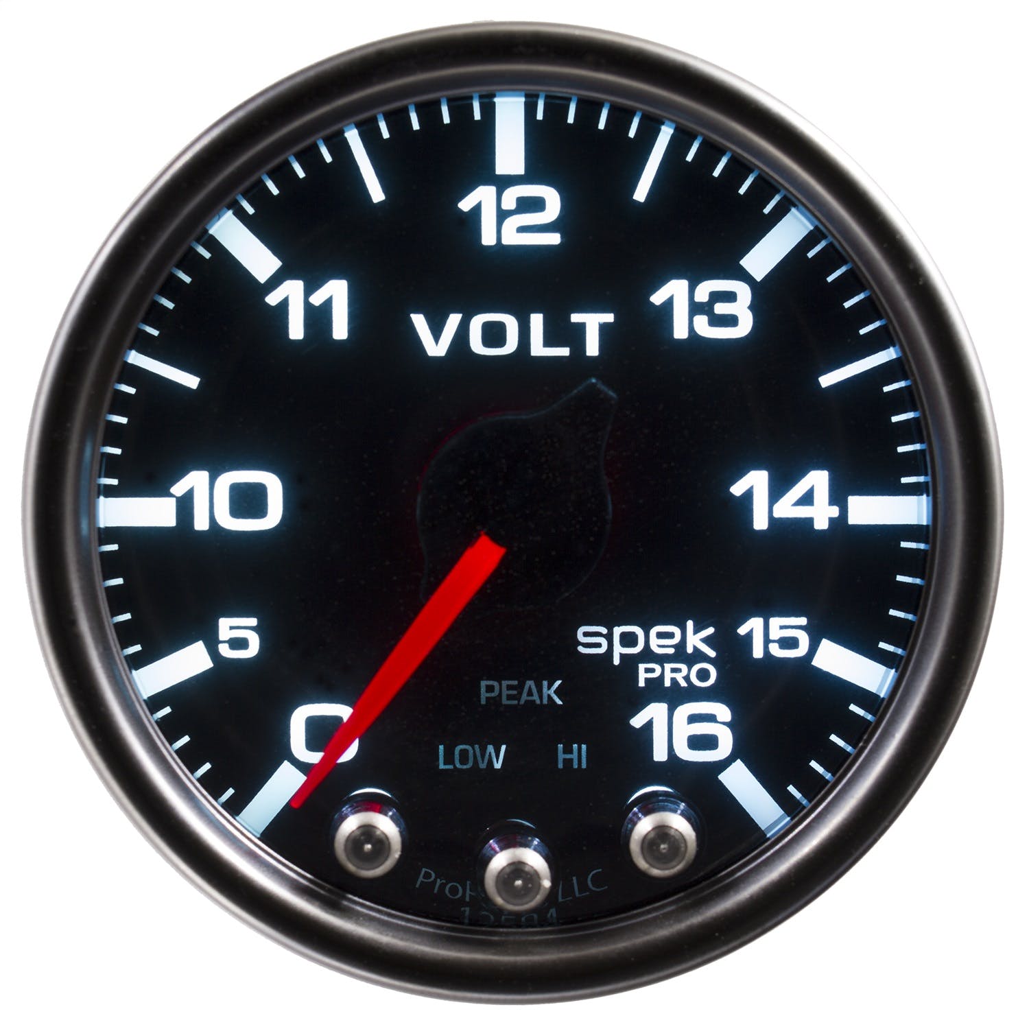 AutoMeter Products P34452 Volt; 2in.; 16V; Stepper Motor w/Peak/Warn; Blk/Smoke/Blk; Spek