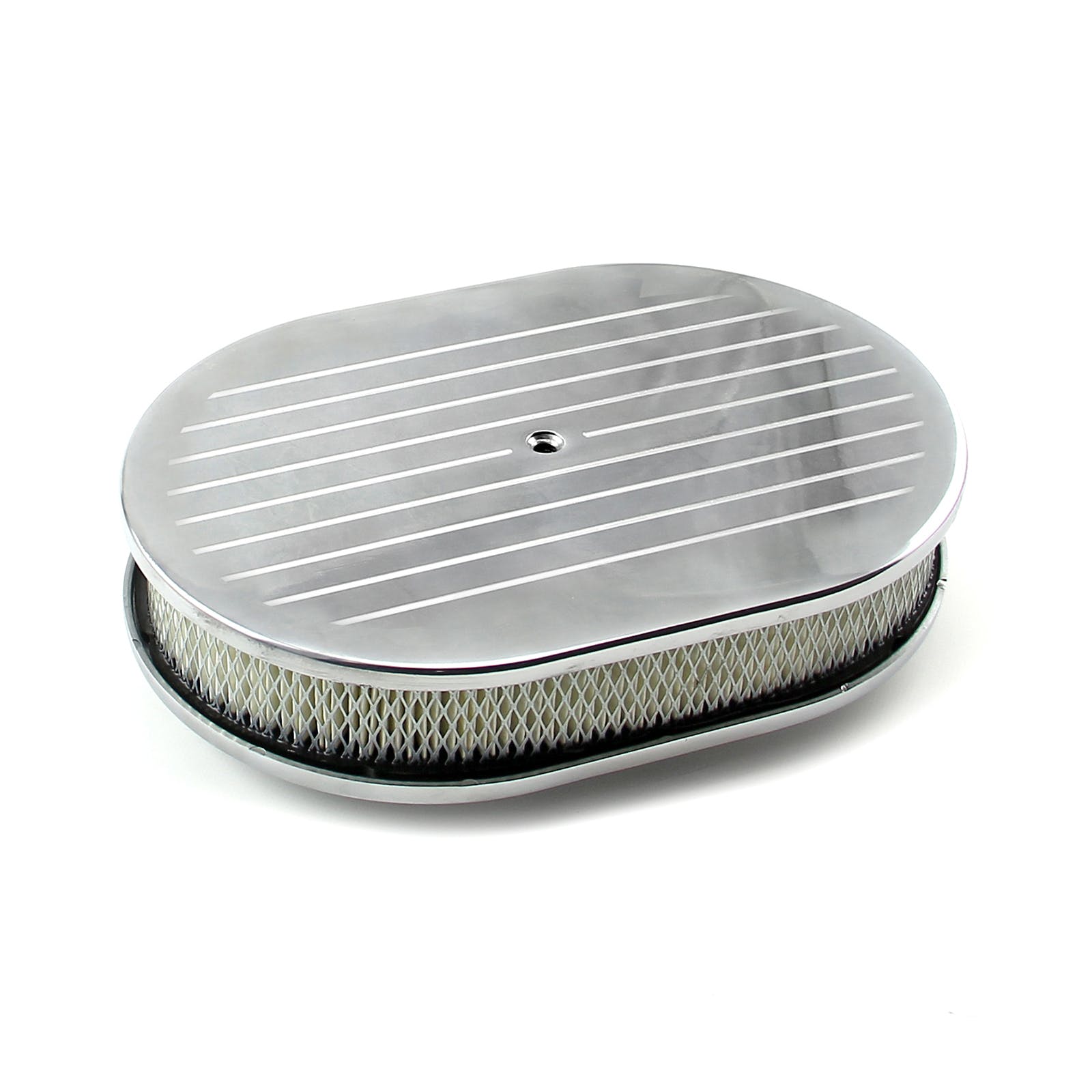 Speedmaster PCE104.1005 12 x 2 Oval Ball Milled Polished Aluminum Air Cleaner Kit
