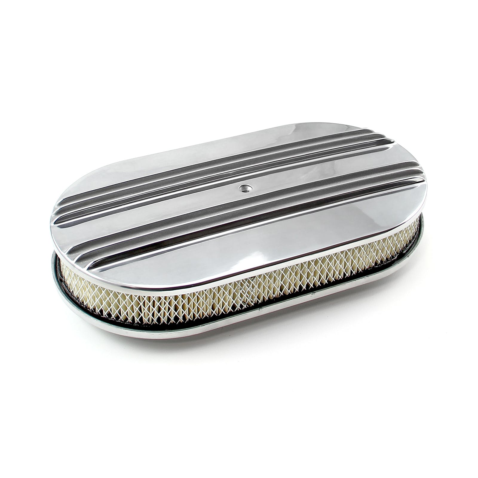 Speedmaster PCE104.1012 15 x 2 Oval Classic Center Finned Polished Aluminum Air Cleaner Kit
