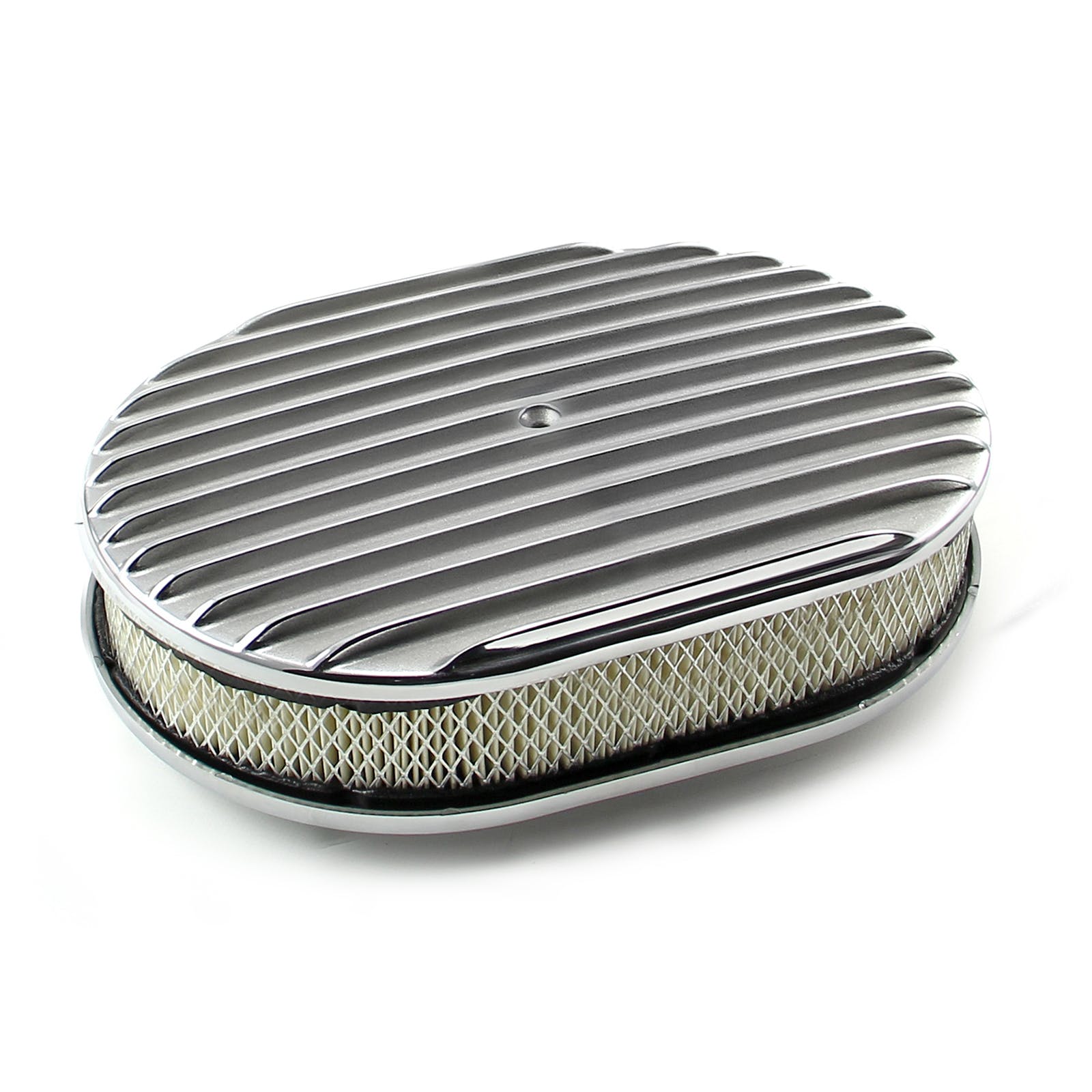 Speedmaster PCE104.1013 12 x 2 Oval Classic Finned Polished Aluminum Air Cleaner Kit