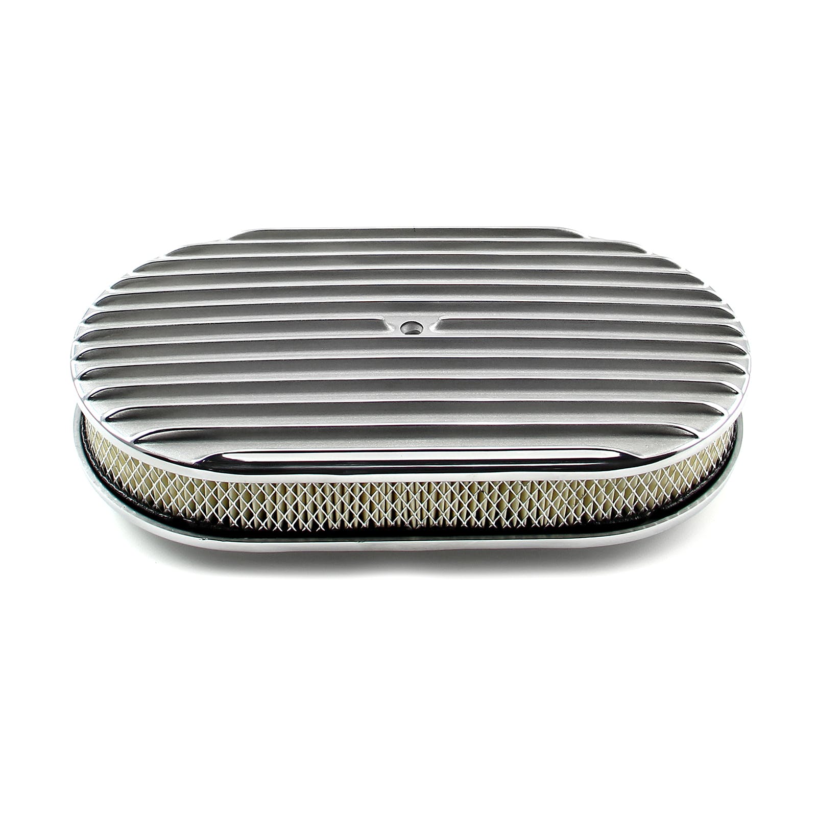 Speedmaster PCE104.1014 15 x 2 Oval Classic Finned Polished Aluminum Air Cleaner Kit