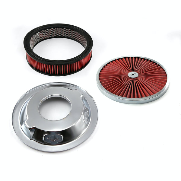 Speedmaster PCE104.1043 14 x 3 Washable Element Extreme Top w/Chrome Ring Dropped Base Air Cleaner Kit
