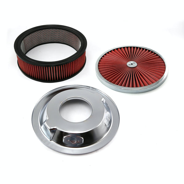 Speedmaster PCE104.1044 14 x 4 Washable Element Extreme Top w/Chrome Ring Dropped Base Air Cleaner Kit