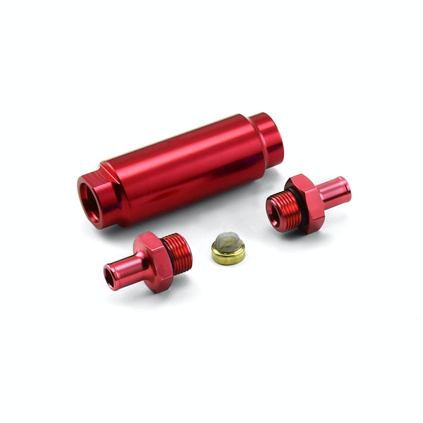 Speedmaster PCE132.1007 Inline Billet Aluminum Fuel Filter 3/8 NPT - 3/8 NPT Male Red