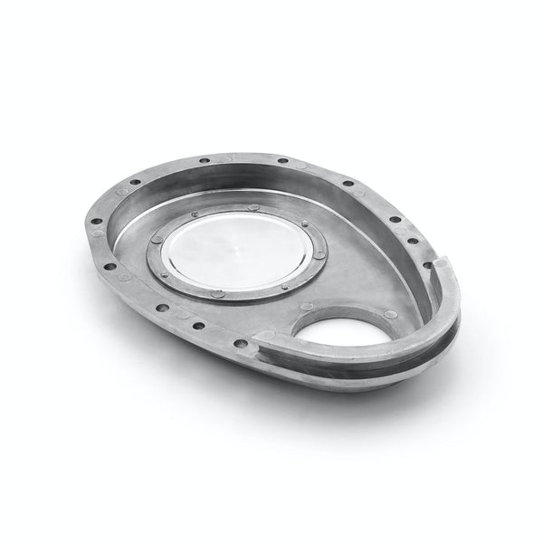 Speedmaster PCE265.1061 350 2-Piece Polished Aluminum Timing Chain Cover w/ Inspection Plate