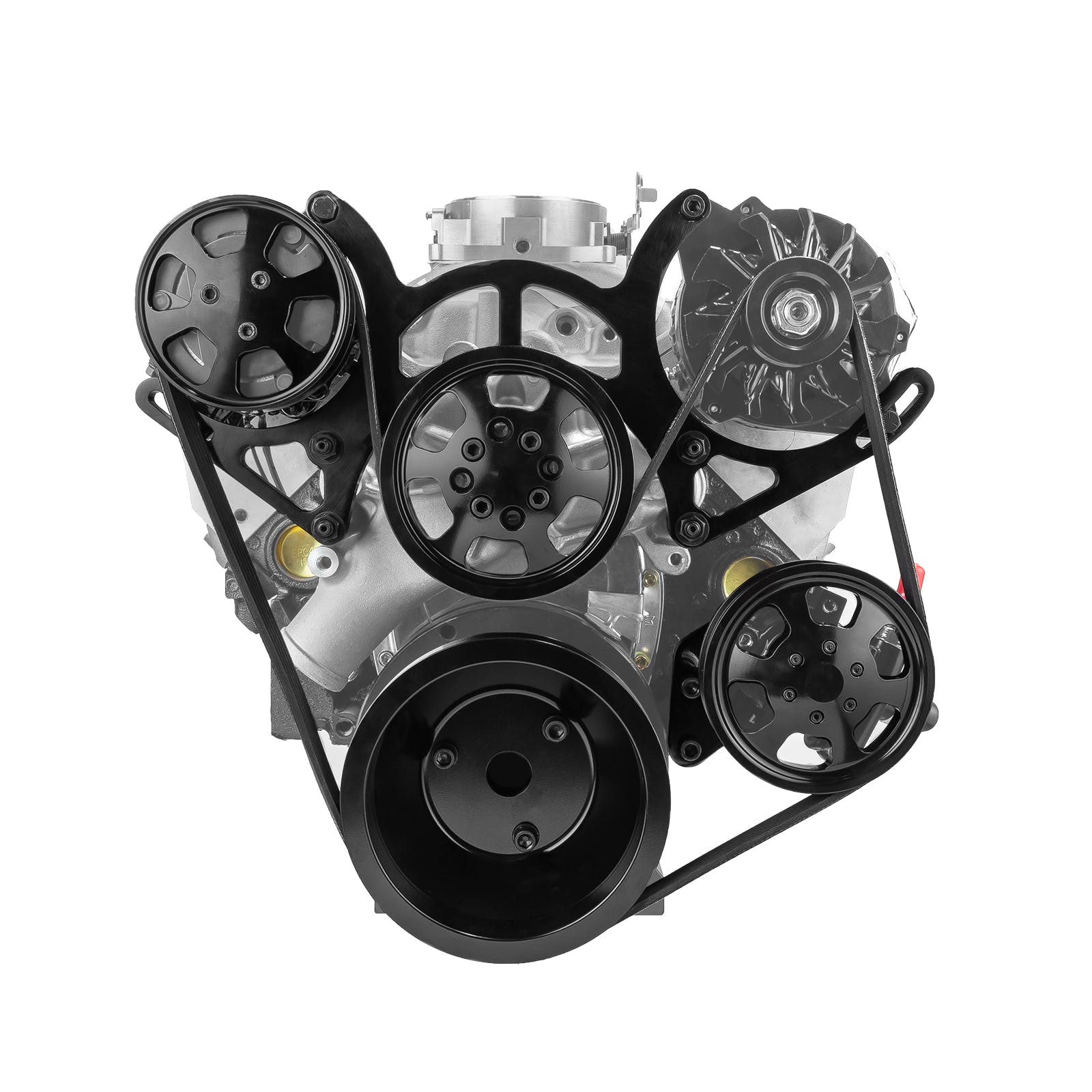 Speedmaster PCE415.1021.02 Billet Aluminum Complete Serpentine Engine Pulley Set - Black