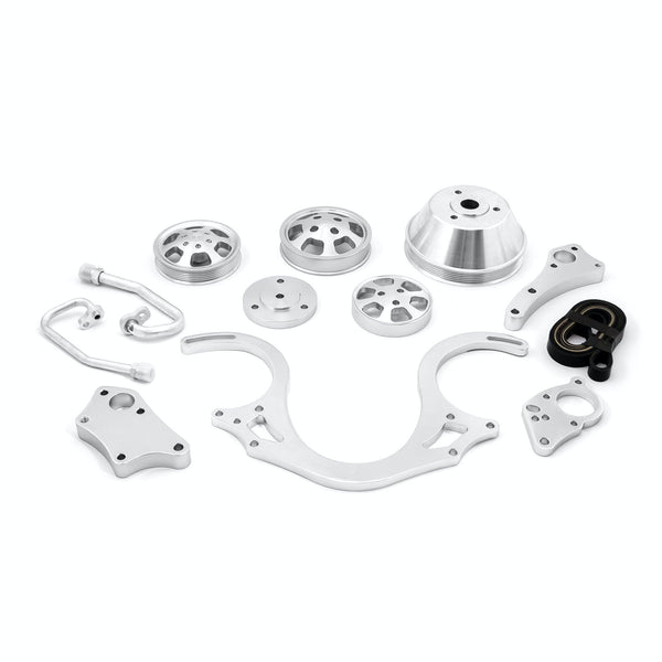 Speedmaster PCE415.1023 Polished Aluminum Serpentine Engine Pulley and Short Water Pump Kit