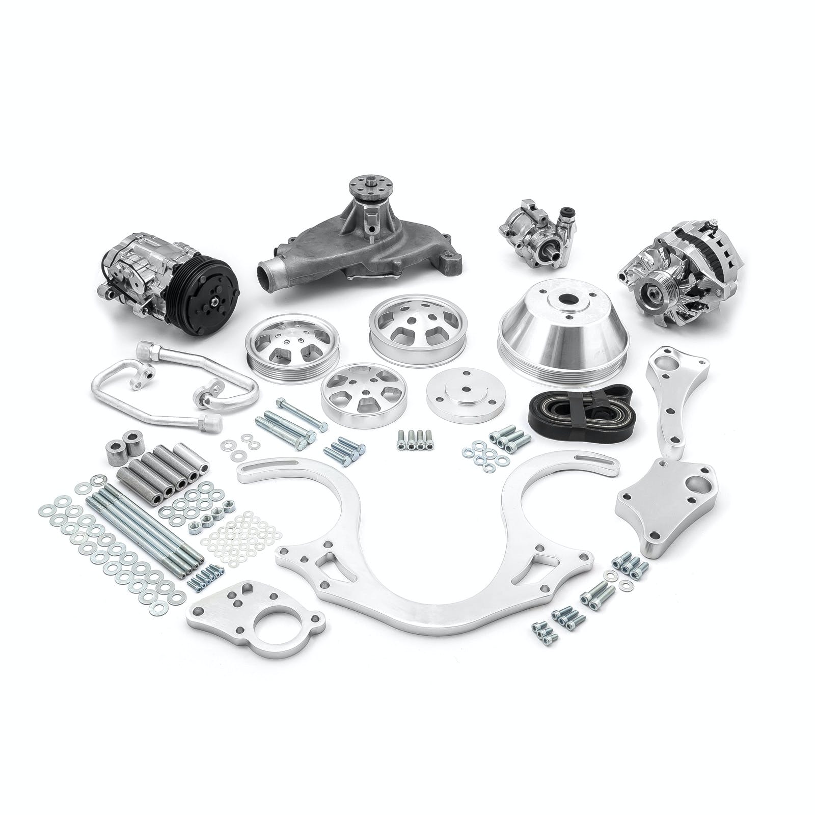 Speedmaster PCE415.1024 Aluminum Serpentine Complete Engine Pulley and Components Kit