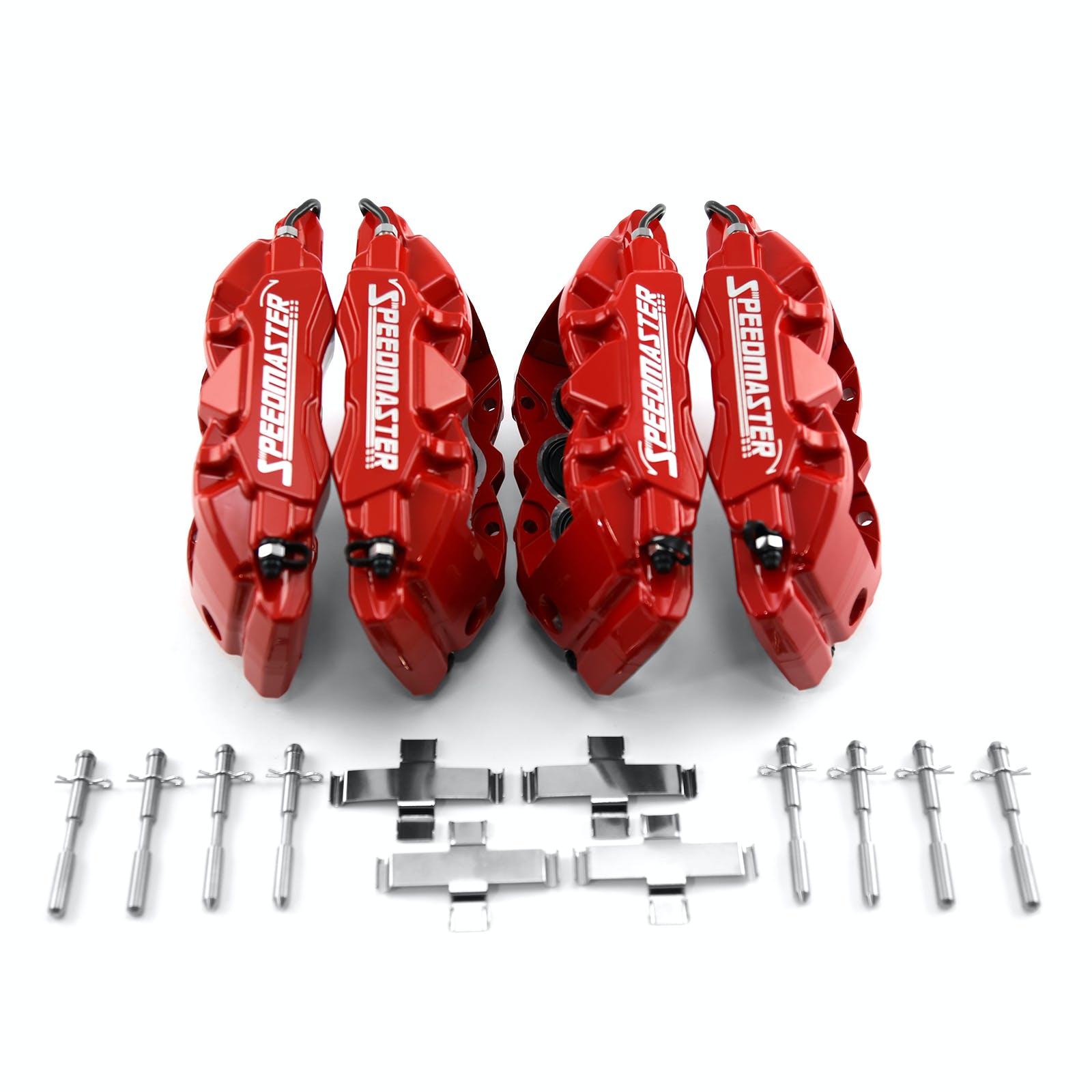 Speedmaster PCE521.1017 6 Piston Billet Caliper Front and Rear Kit - Red Powdercoated