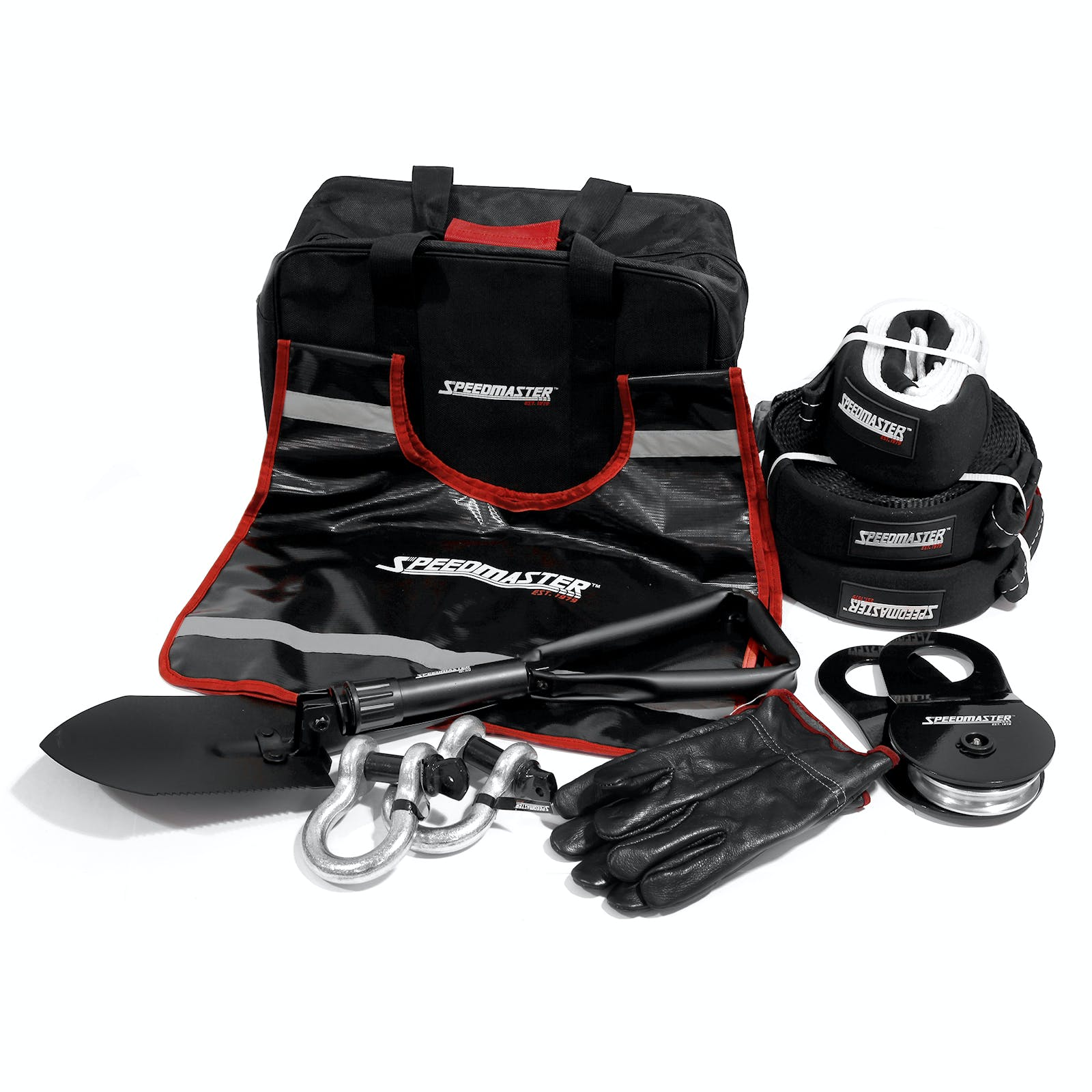 Speedmaster PCE565.1001 4WD Winch Recovery Kit (Snatch Shackle Straps Gloves Bag) 10pc