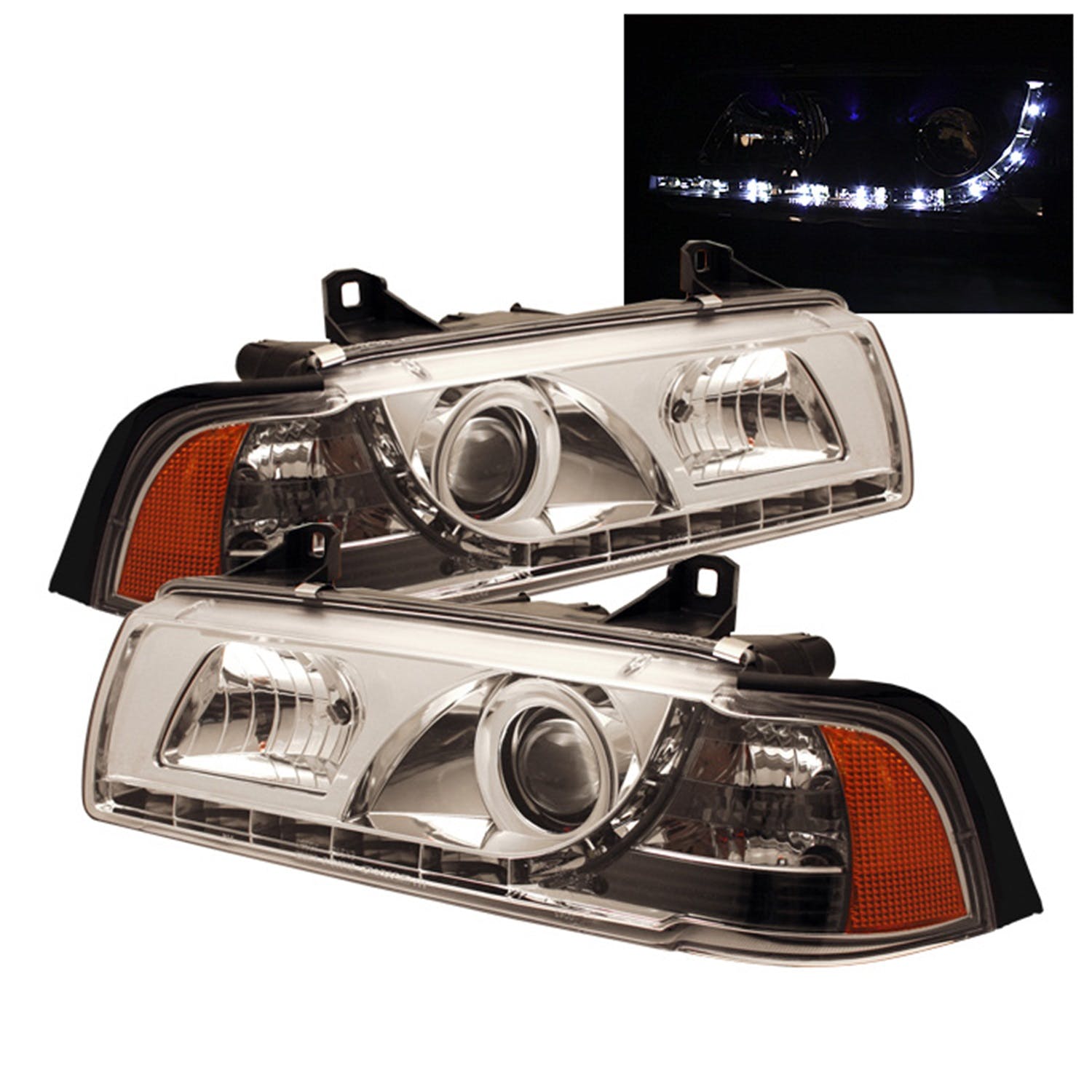 Spyder Auto 5008756 ( SPYDER ) BMW E36 3-SERIES 92-98 2DR PROJECTOR HEADLIGHTS 1PC-NOT FIT TI MODEL-