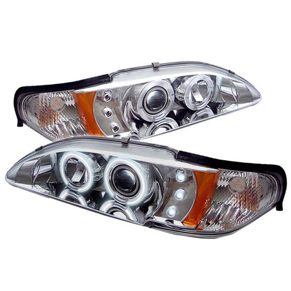 Spyder Auto 5010438 ( SPYDER ) FORD MUSTANG 94-98 1PC PROJECTOR HEADLIGHTS-CCFL HALO-AMBER REFLECTOR