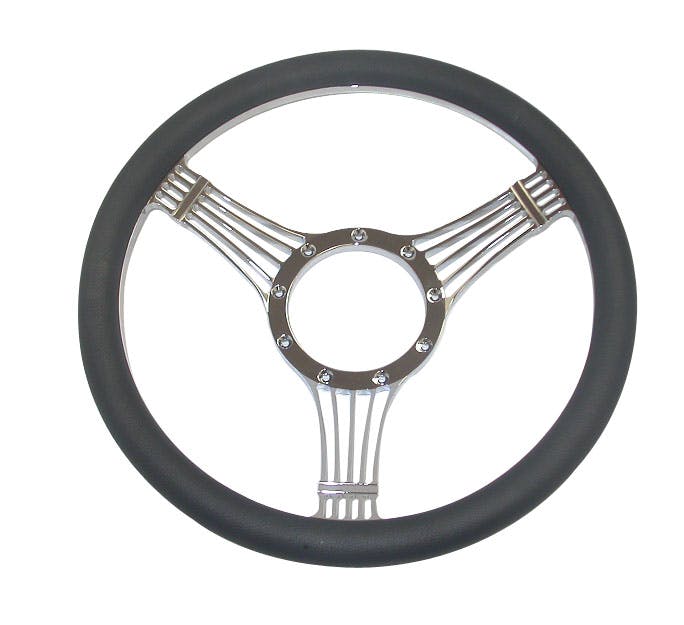Racing Power Company R5620 14 inch billet banjo steering wheel leather wrap