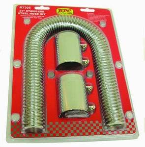 Racing Power Company R7305 24 inch radiator flex hose kit with chrome end caps