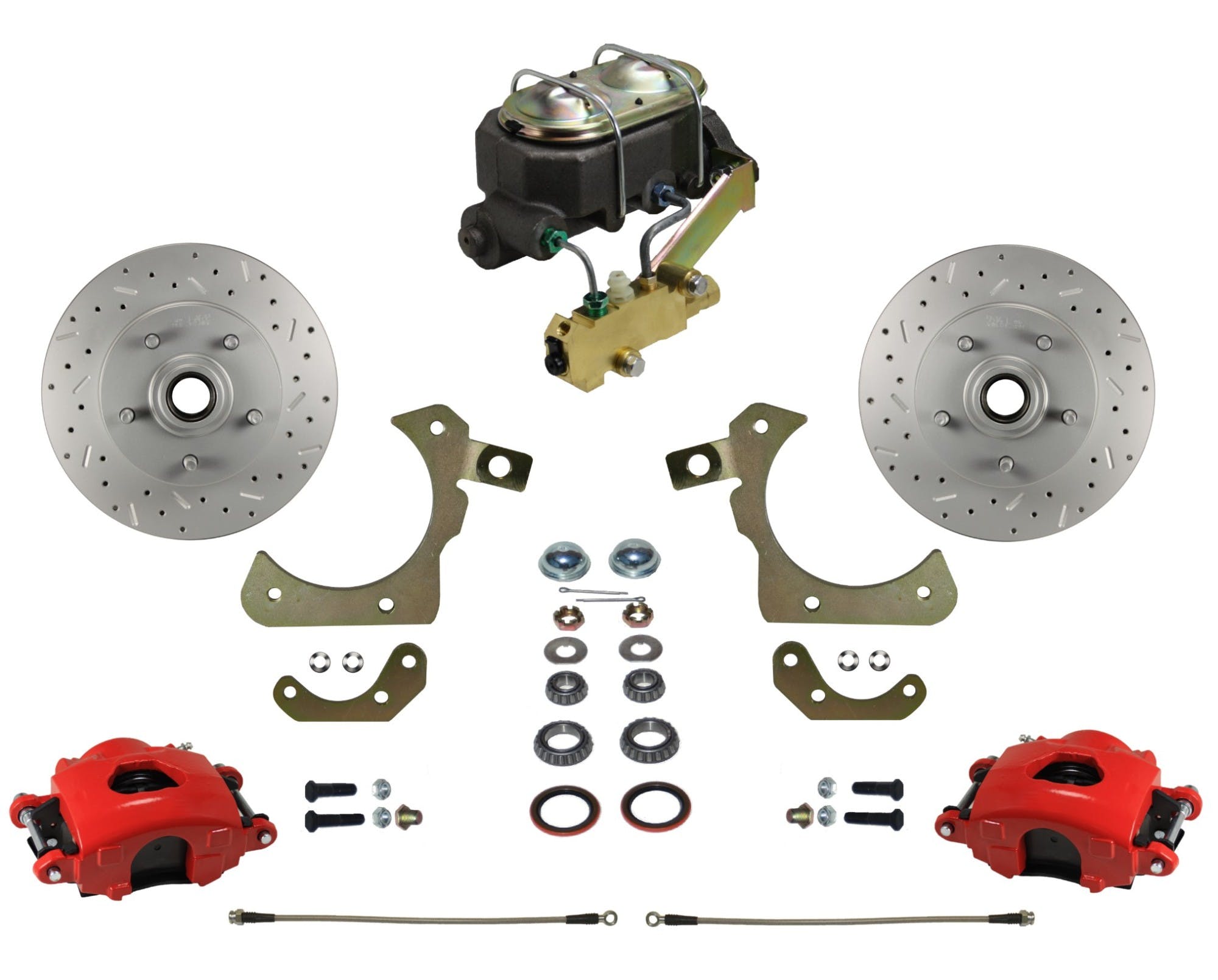 LEED Brakes RFC1010-3A1X Front Disc Brake Conversion, Manual Disc/Drum - MaxGrip XDS - Red