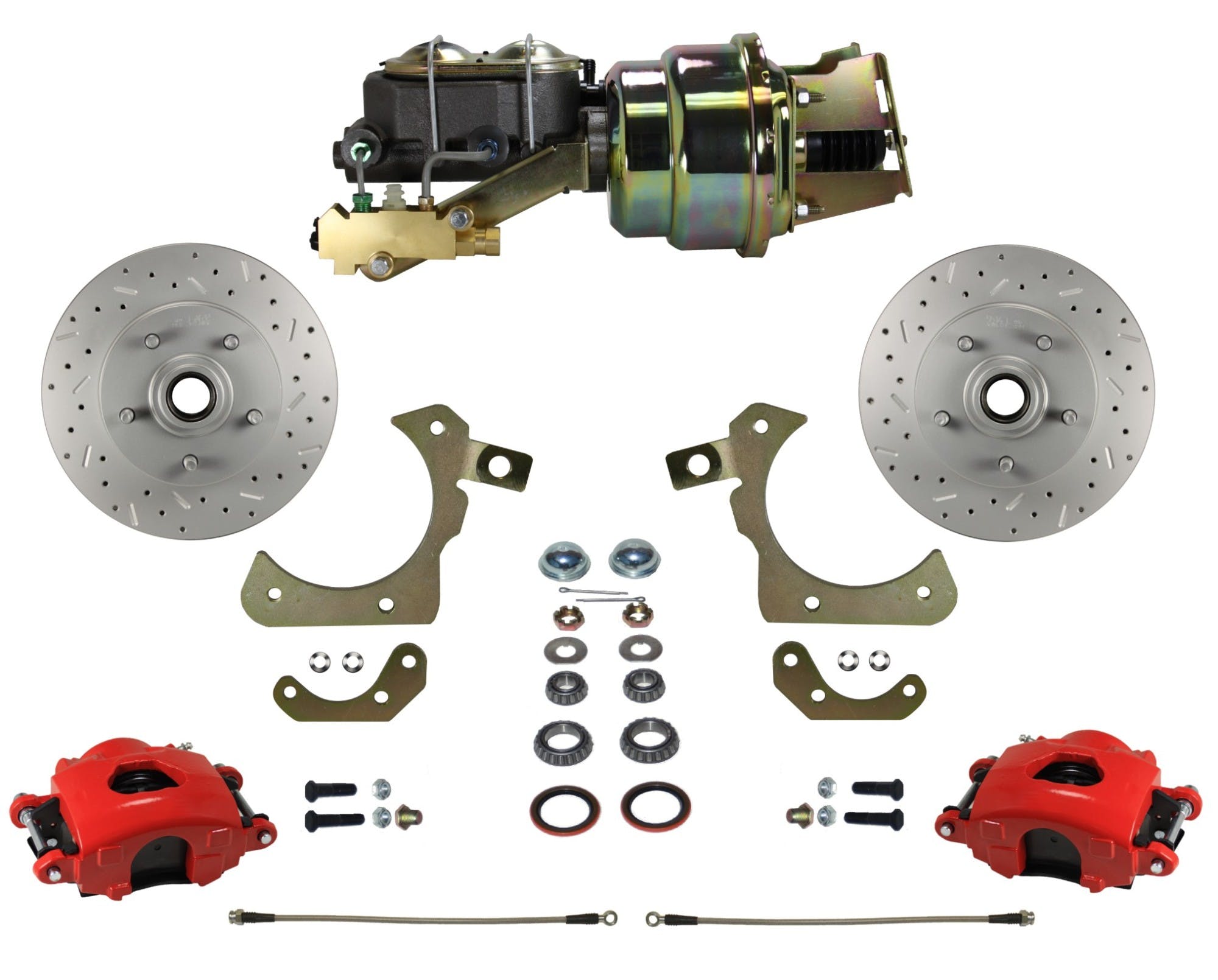LEED Brakes RFC1010-K1A1X Front Disc Brake Conversion, Power Disc/Drum - MaxGrip XDS - Red