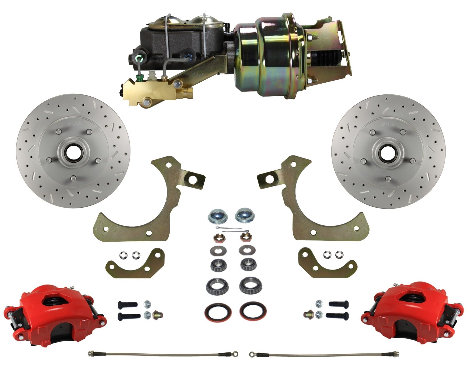 LEED Brakes RFC1011-K1A1X Front Disc Brake Conversion, Power Disc/Drum - MaxGrip XDS - Red