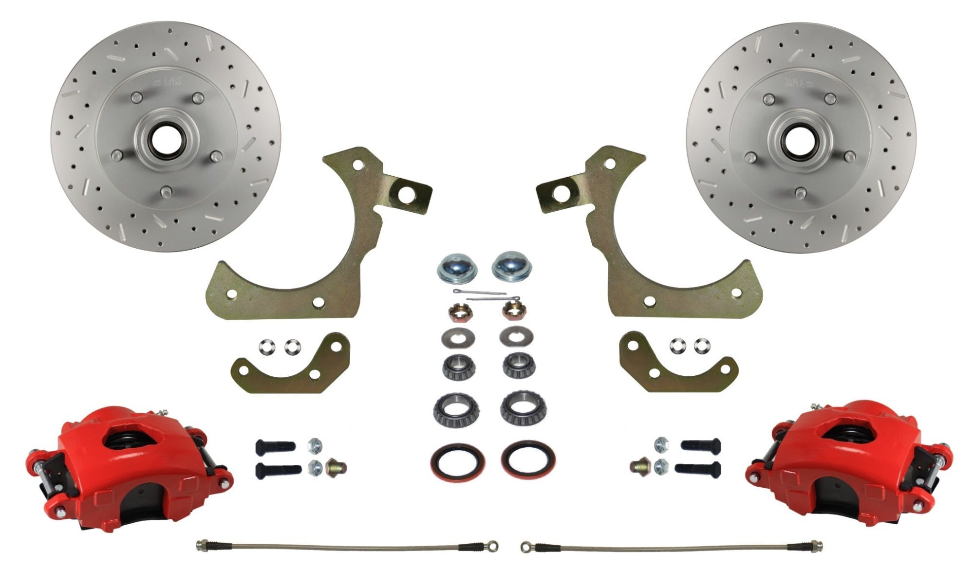 LEED Brakes RFC1011SMX Front Disc Brake Conversion, Spindle Mount Kit - MaxGrip XDS - Red