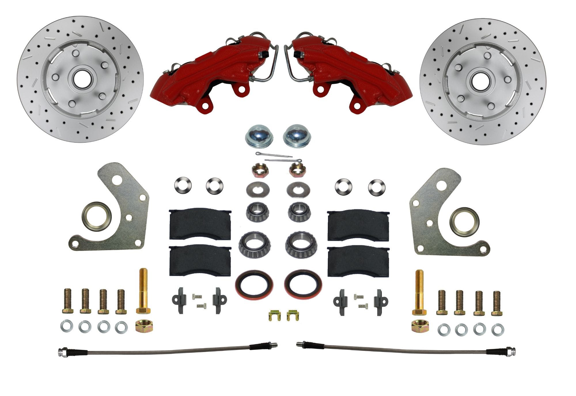 LEED Brakes RFC2002SMX Mopar B and E Body MaxGrip XDS Conversion Kit - Spindle Mount - Red Powder Coat