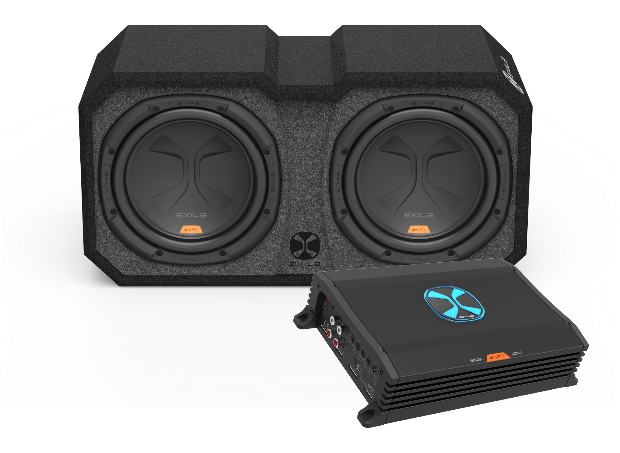 EXILE Audio Dual 10in Subwoofers and 600 Watt Amplifier Package