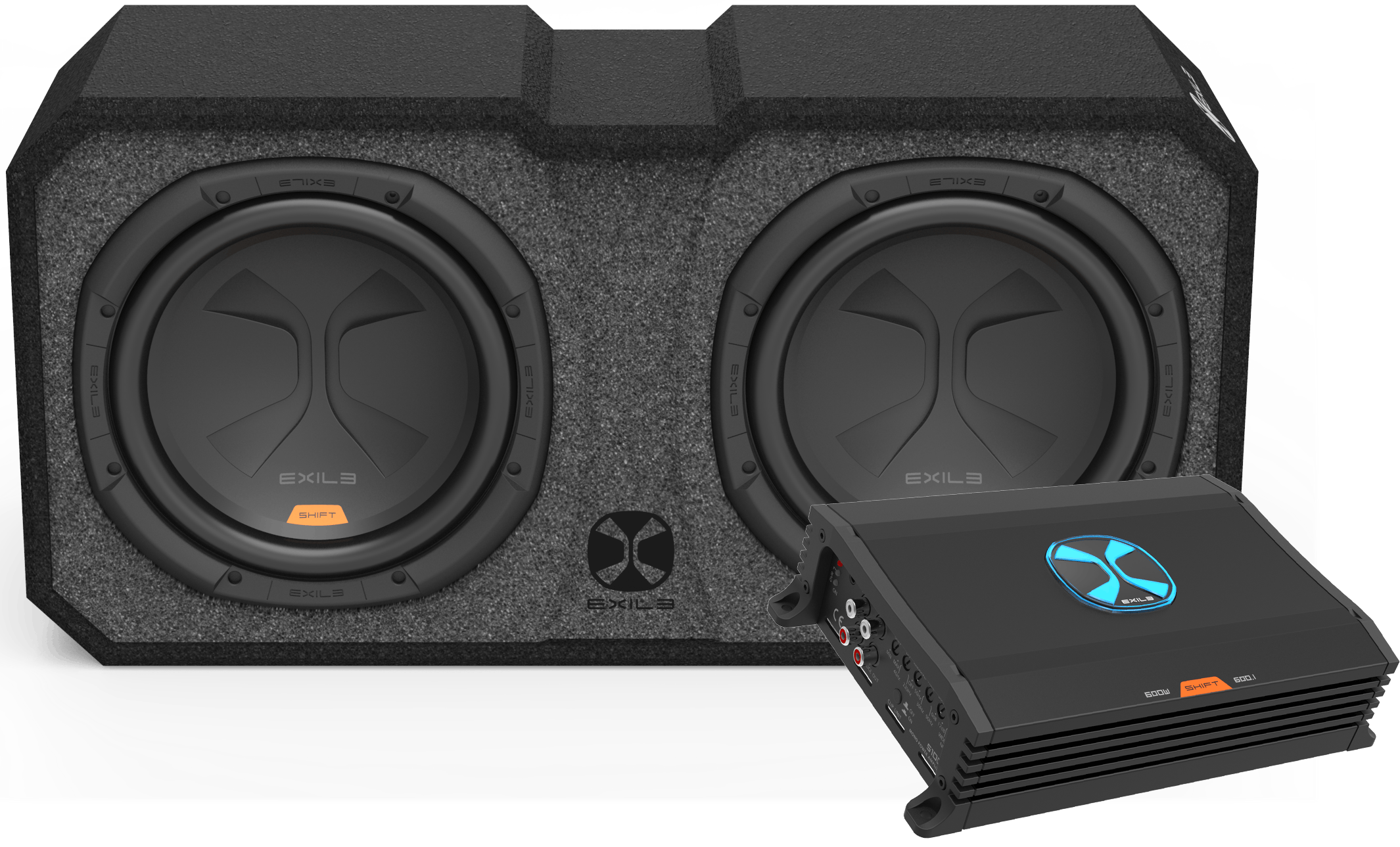 EXILE Audio Dual 12in Subwoofers and 600 Watt Amplifier Package