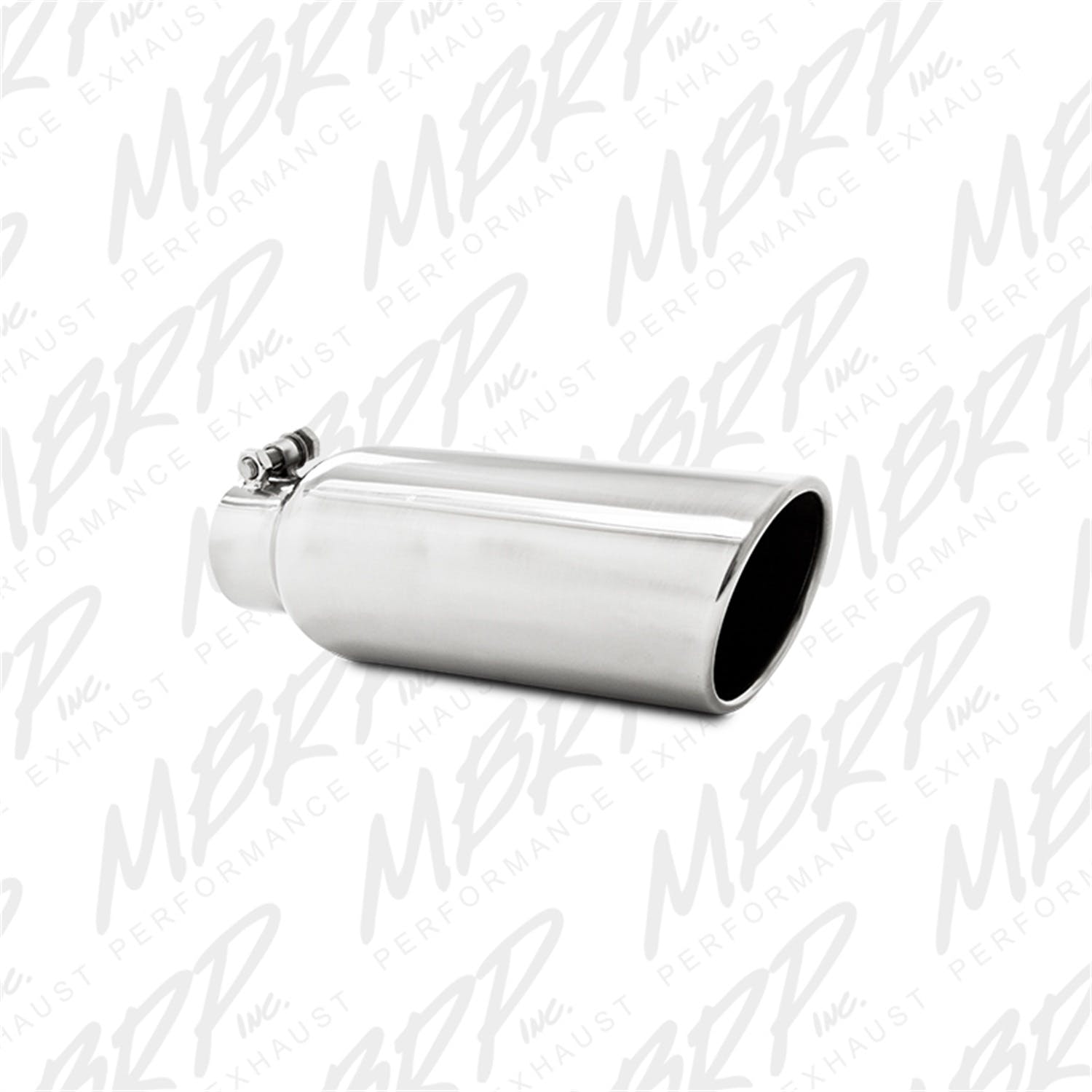 MBRP Exhaust T5150 4in. OD; 2.5in. inlet; 12in. in length; Angled cut Rolled End; Clampless-no weld