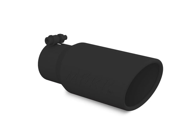 MBRP Exhaust T5155BLK Tip; 4in. O.D.; Angled Rolled End; 3in. inlet; 10in. length; Black