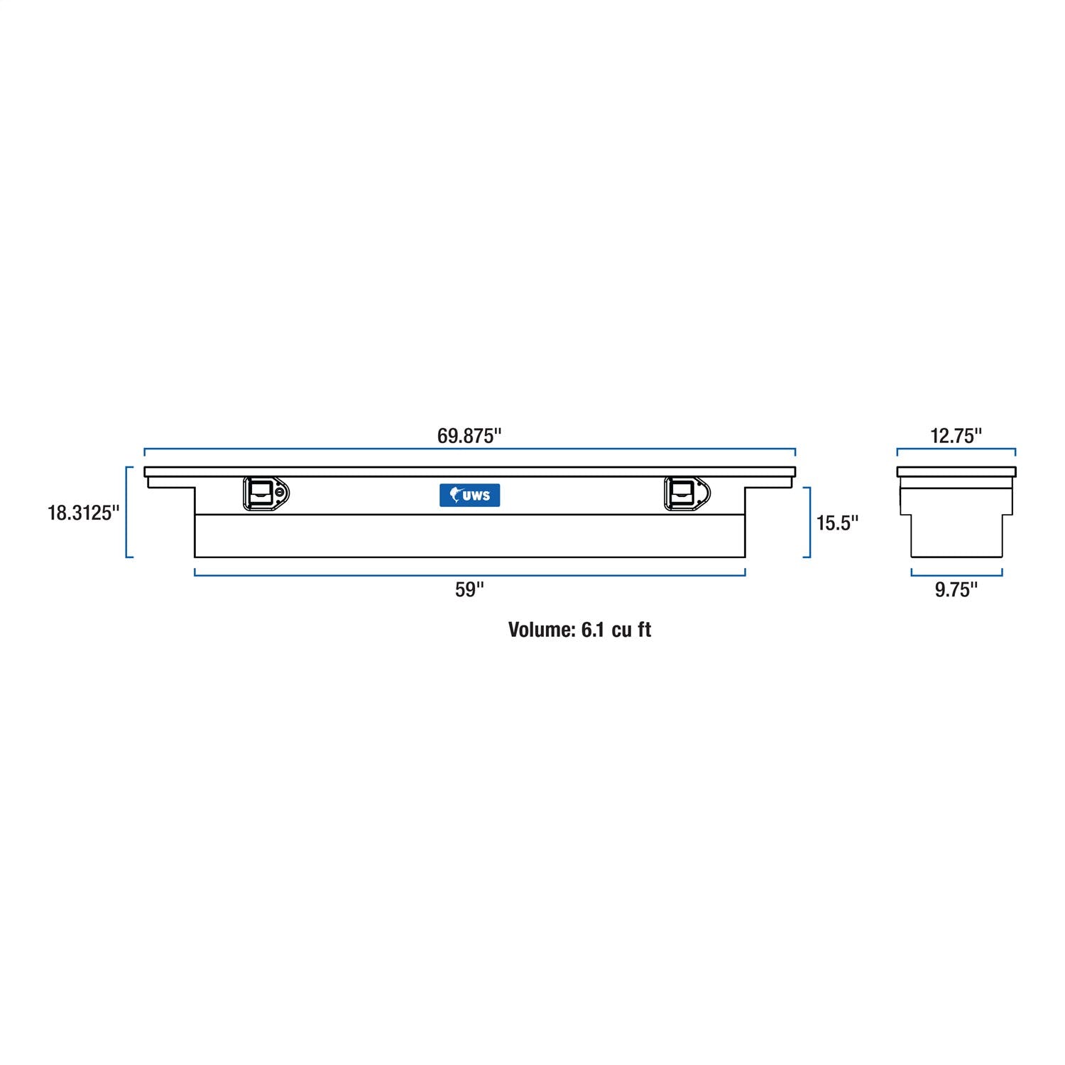 UWS TBSD-69-SL-LP 69-inch Aluminum Single Lid Crossover Toolbox Deep Slim Line Low Profile