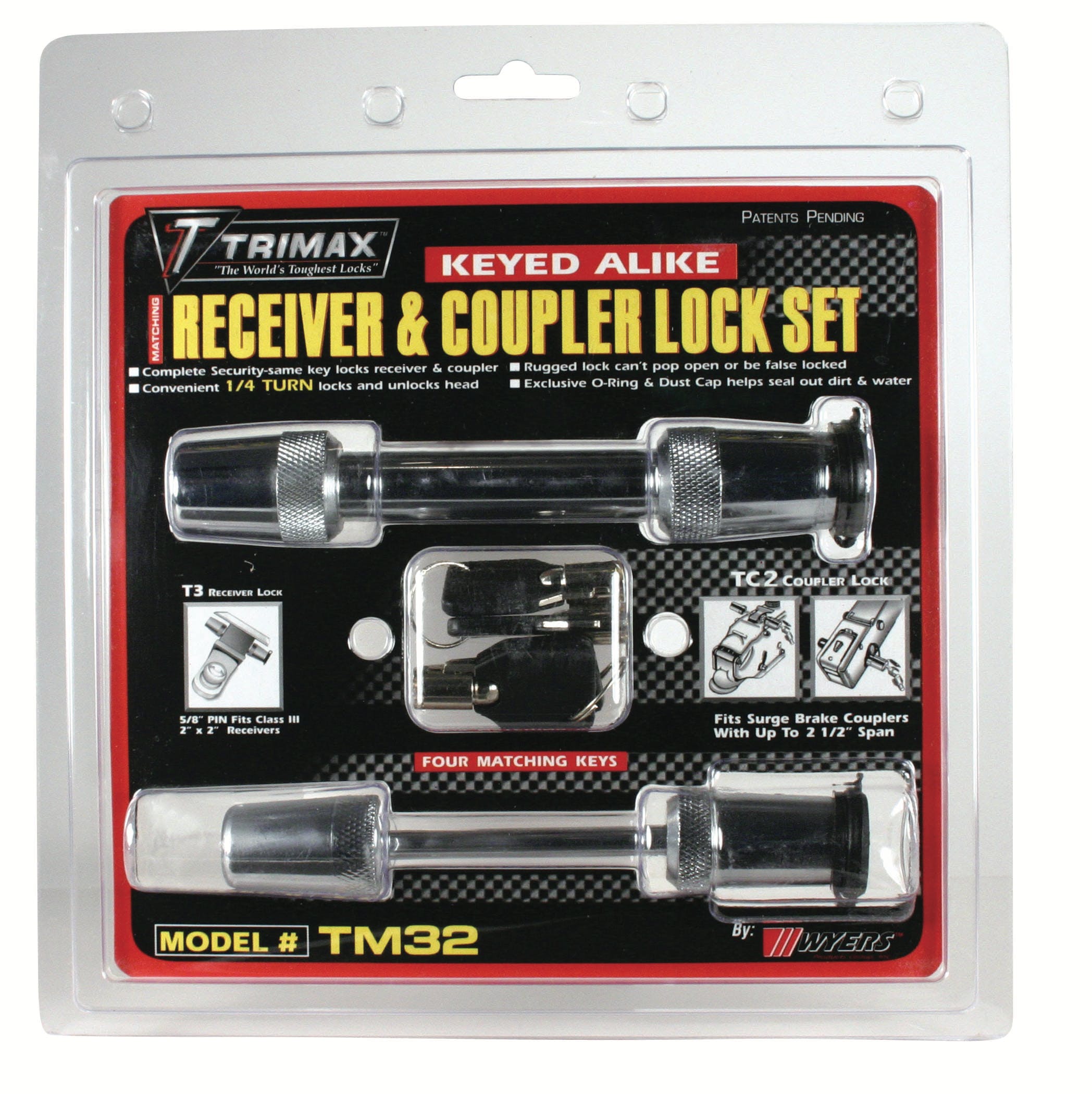 TRIMAX TM32 TRIMAX T3 - 5/8 inch Receiver and TC2 - 2-1/2 inch Span Coupler Lock