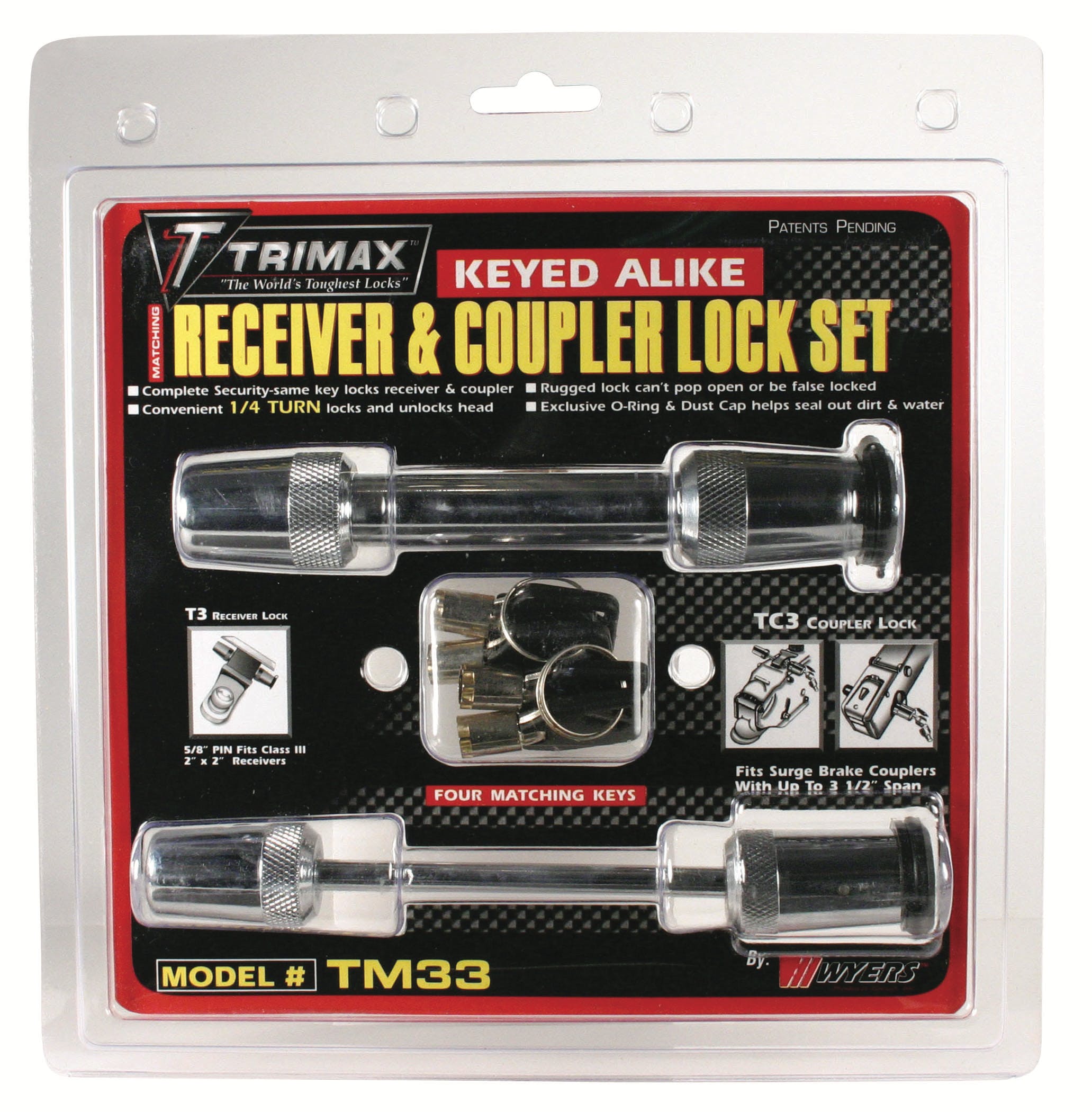 TRIMAX TM33 TRIMAX T3 - 5/8 inch Receiver and TC3 - 3-1/2 inch Span Coupler Lock