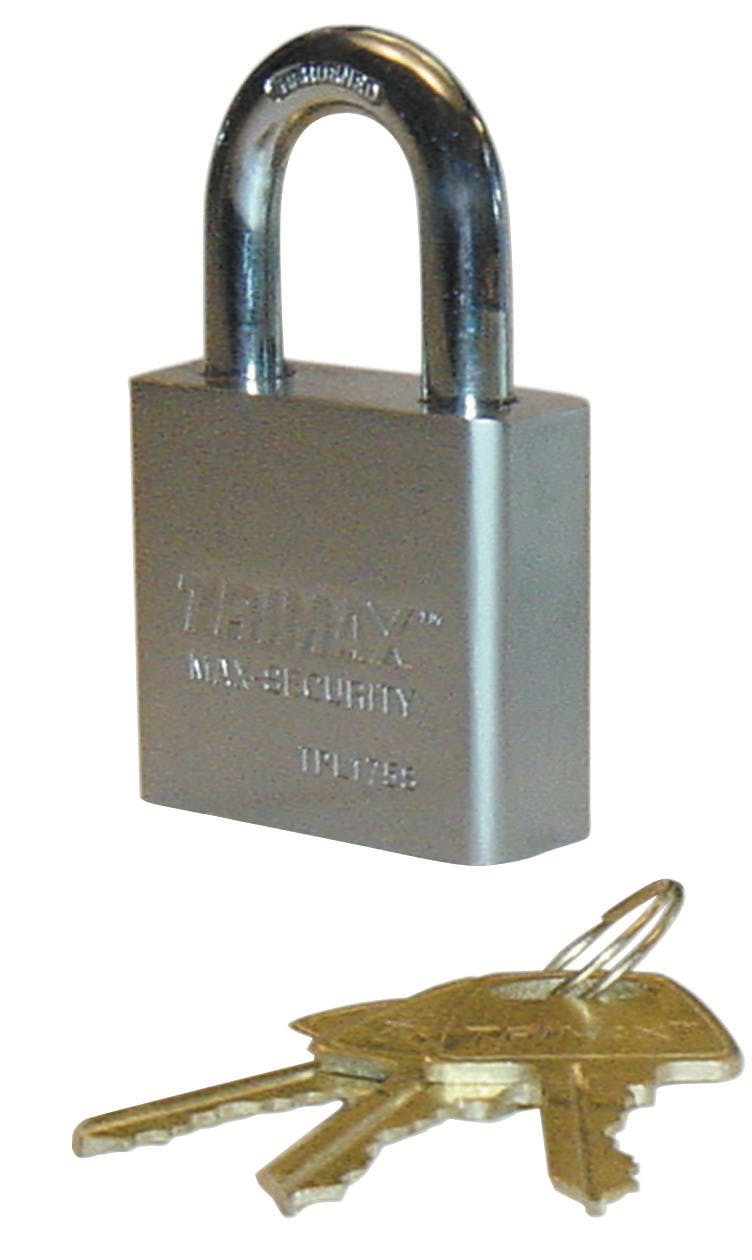 TRIMAX TPL175S TRIMAX Sq. Hardened 50mm Solid Steel Padlock with 1.25 inch X 10mm Dia. Shackle