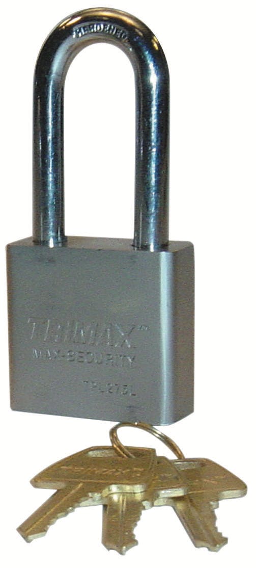 TRIMAX TPL275L TRIMAX Sq. Hardened 50mm Solid Steel Padlock with 2.25 inch X 10mm Dia. Shackle