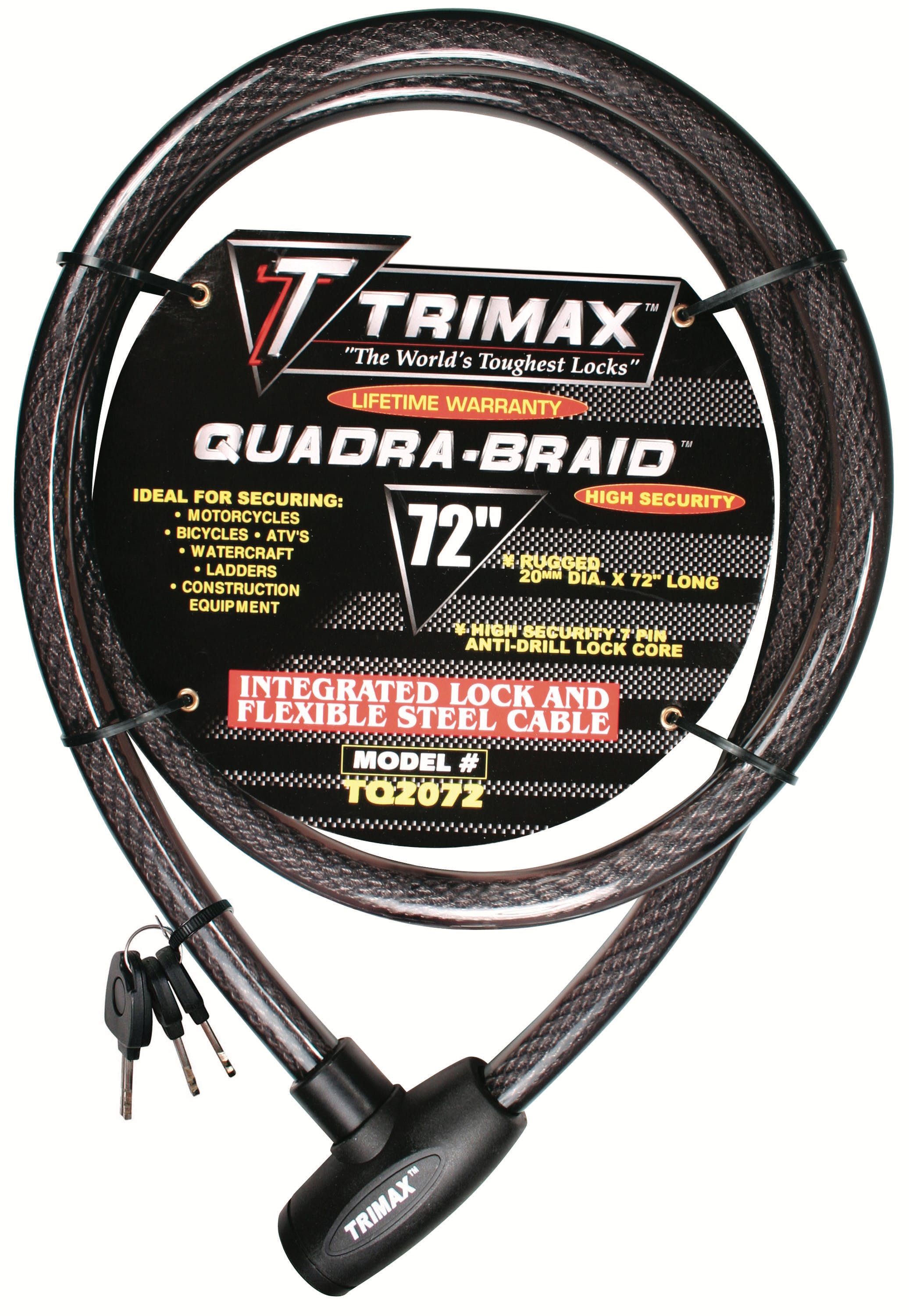 TRIMAX TQ2072 TRIMAFLEX Integrated Keyed Cable Lock 72 inch (L) X 20mm