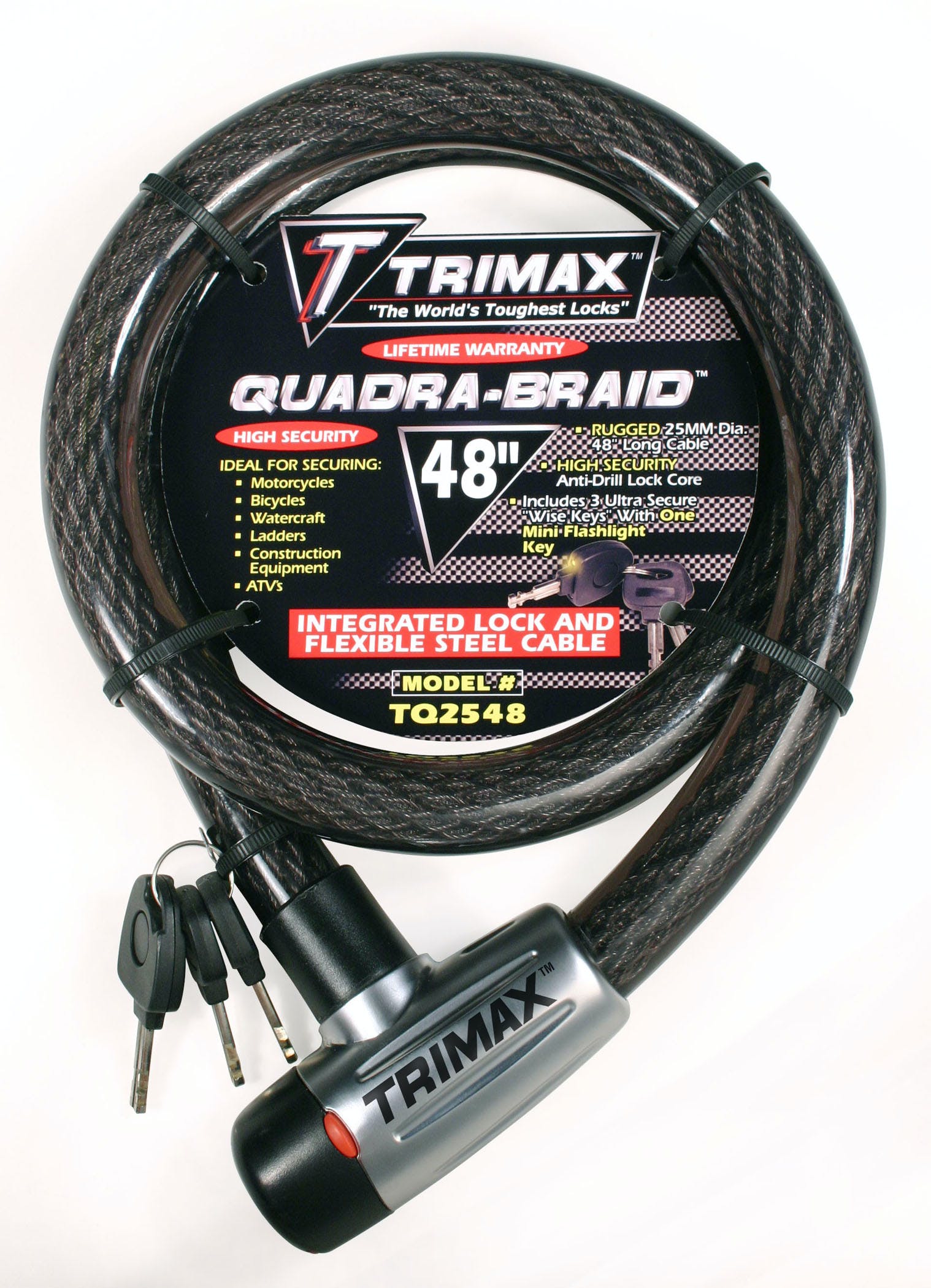 TRIMAX TQ2548 TRIMAFLEX Integrated Keyed Cable Lock 48 inch (L) X 25mm