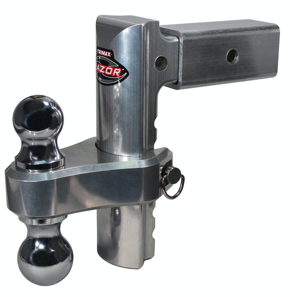 TRIMAX TRZ8ALRP 8 inch Pin and Clip Aluminum Drop Hitch-Dual Ball Included