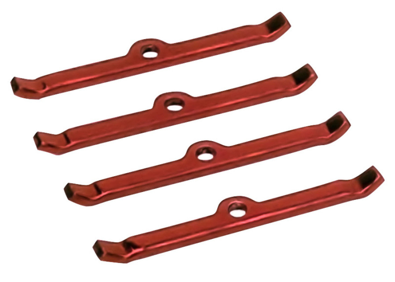 Moroso 68505 Red Powder-Coated Steel Valve Cover Hold Down Tabs (SBC)