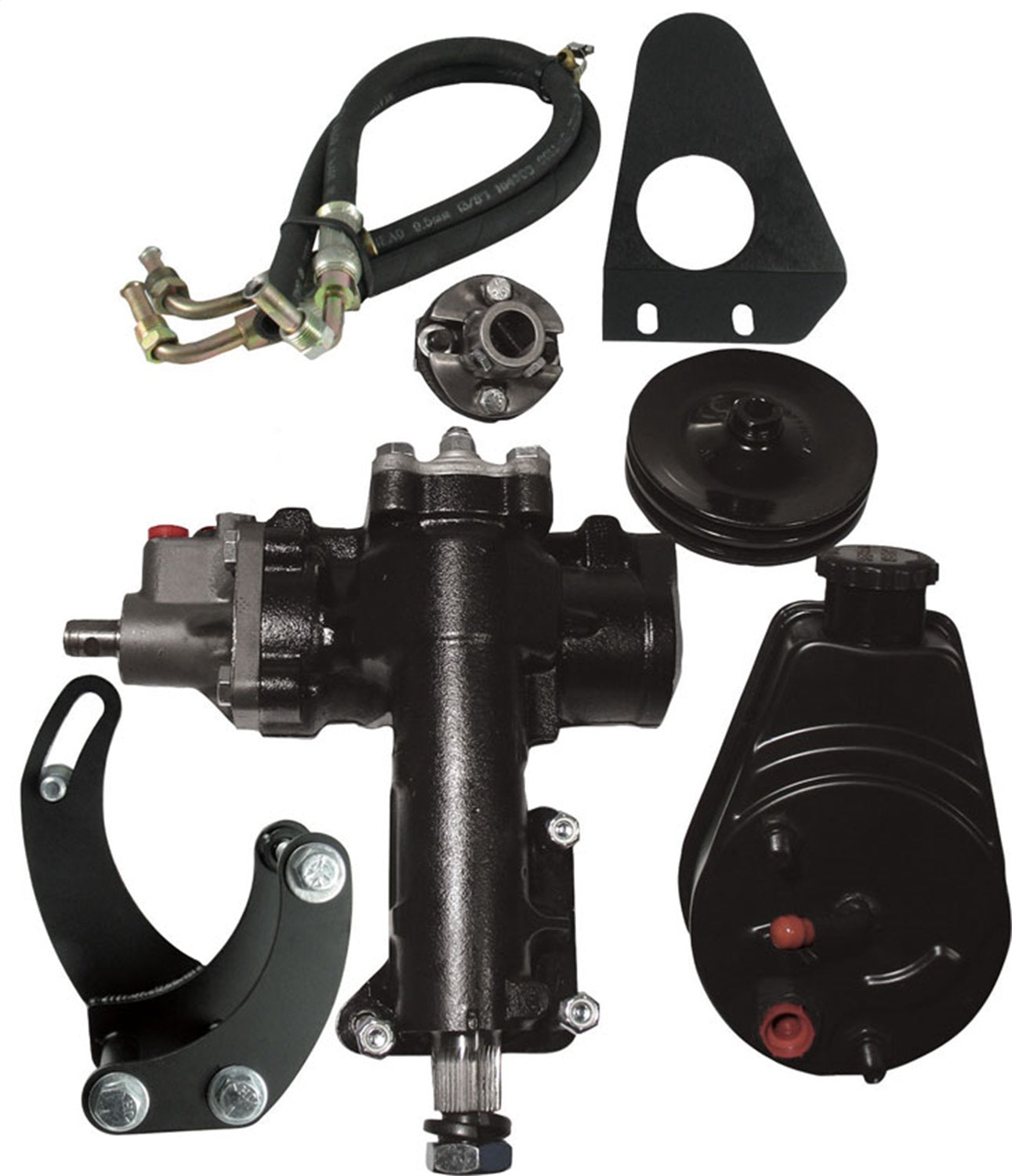 Borgeson Power Steering Conversion Kit. 55-57 Chevy Car 1in Double D Column SBC LWP 999008