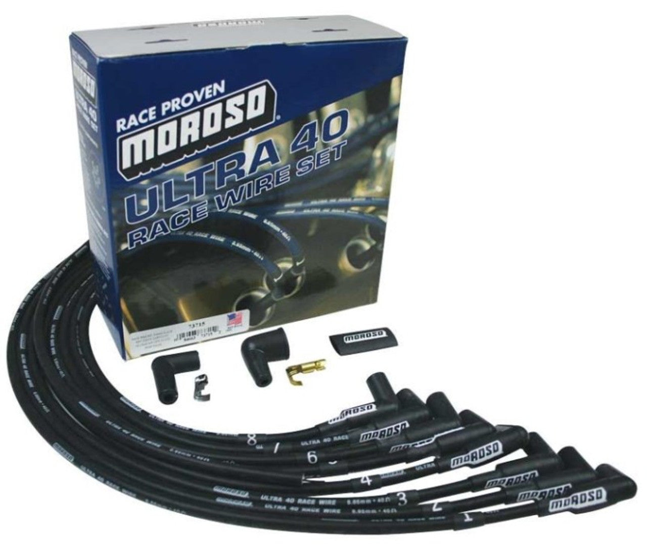 Moroso 73715 Ultra 40 Black Custom Wire Set (Unsleeved/BBC/Under Header/HEI Crab/Straight)