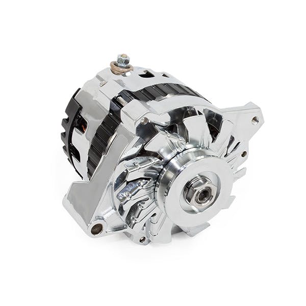 Top Street Performance ES1005C Alternator 1 Wire or OEM Wire Setup, Side Battery Post Chrome