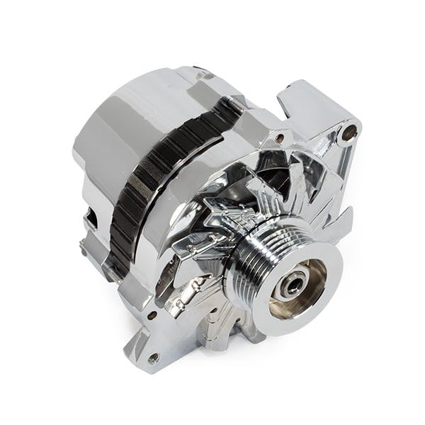 Top Street Performance ES1006C Alternator 1 Wire or OEM Wire Setup, Side Battery Post Chrome