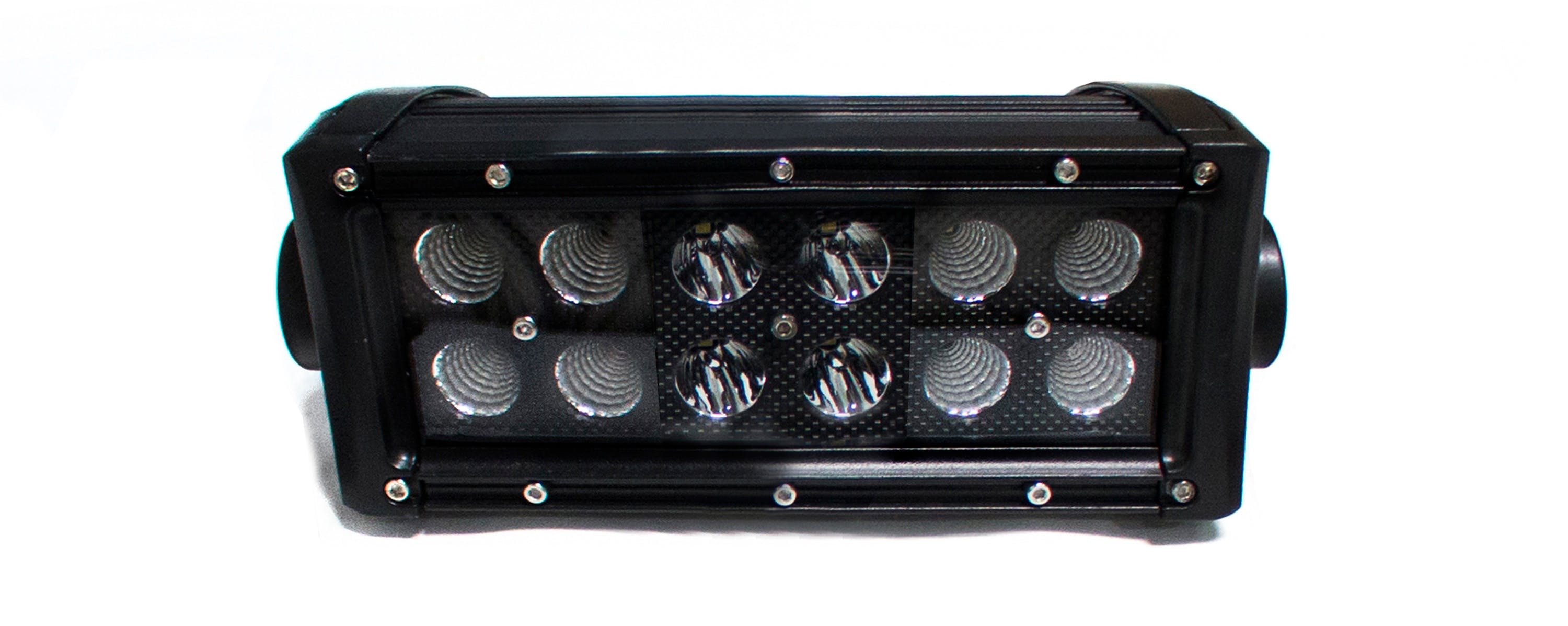Race Sport Lighting RSBO36 Blacked Out Series 7.5in Straight, Double Row, Silver Combo-Flood/Beam